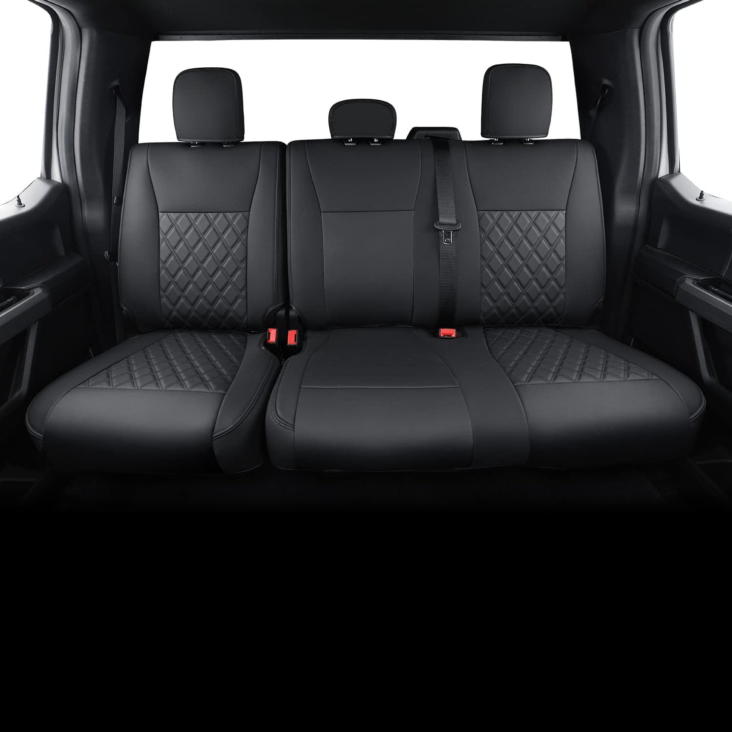 F150 SuperCrew 2015-2024 Custom Pickup Car Truck Seat Covers XLT, Waterproof Faux Leather, Full Coverage, Also Fit 2017-2023 F250/F350