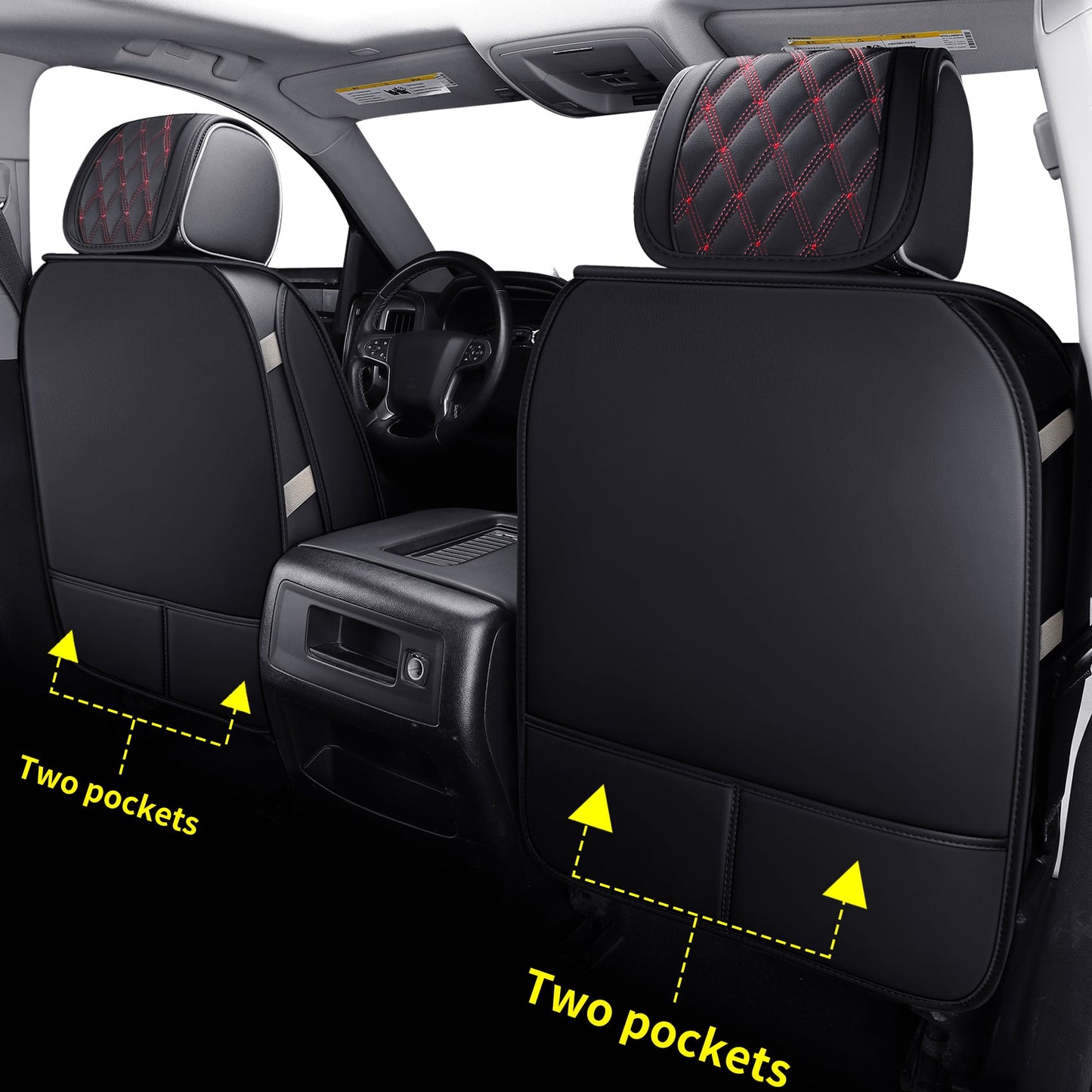 Chevy Silverado GMC Sierra Truck Seat Covers Trail Boss Z71 Pickup 2007-2024 1500 2500HD 3500HD Crew Double Extended Cab Waterproof Leather