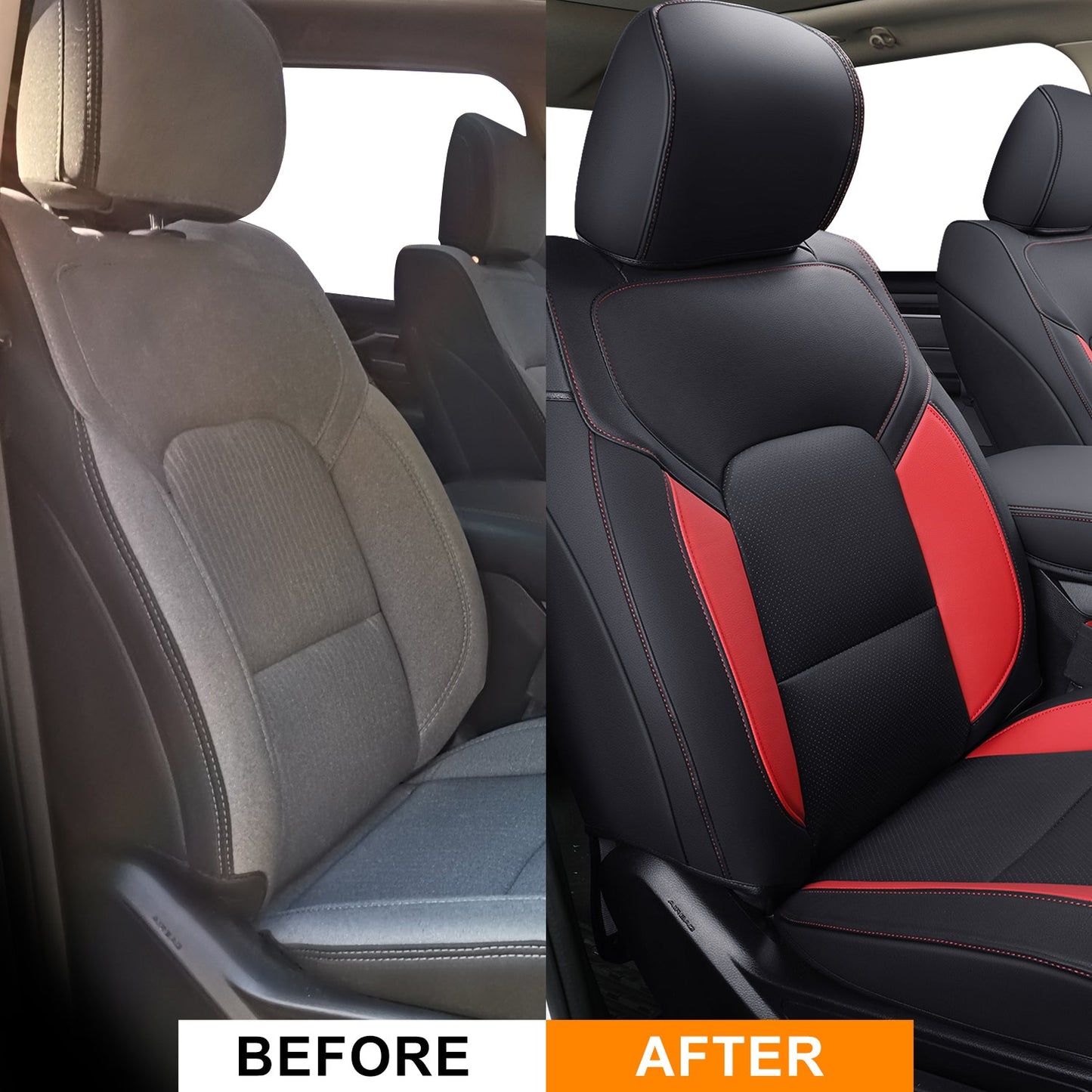 Ram 1500 2011-2019 2020 2021 2022 2023 2024 Crew Cab Waterproof Seat Covers FullSet, Custom Fit Ram Bighorn Laramie Limited Rebel Longhorn Pickup with 4/6 Split Rear Seat