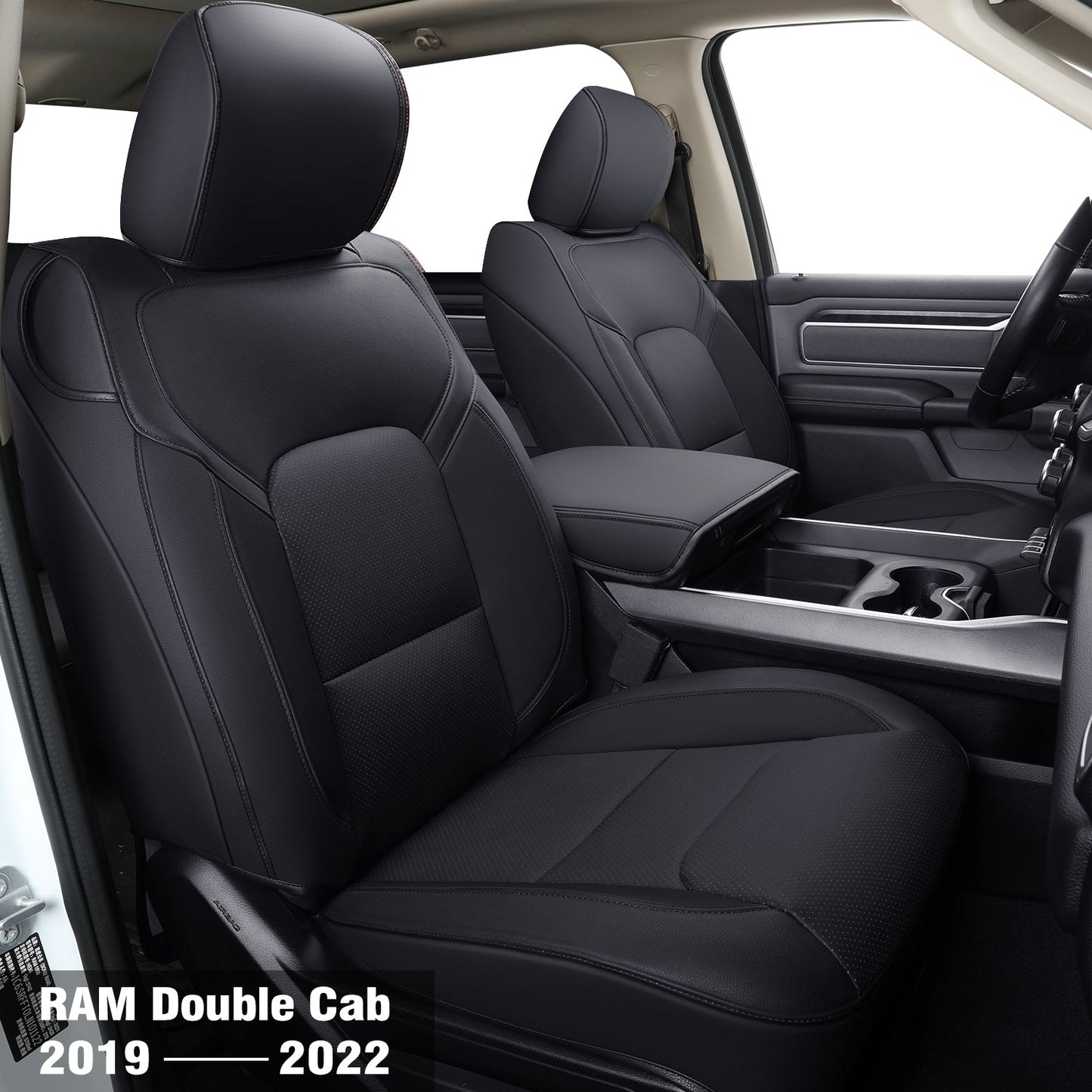 Ram 1500 2011-2019 2020 2021 2022 2023 2024 Crew Cab Waterproof Seat Covers FullSet, Custom Fit Ram Bighorn Laramie Limited Rebel Longhorn Pickup with 4/6 Split Rear Seat