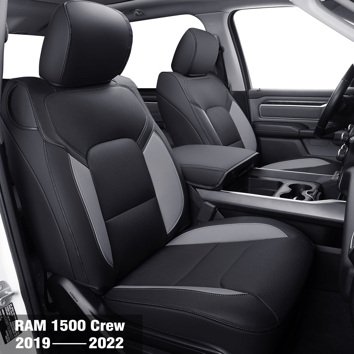 Ram 1500 2011-2019 2020 2021 2022 2023 2024 Crew Cab Waterproof Seat Covers FullSet, Custom Fit Ram Bighorn Laramie Limited Rebel Longhorn Pickup with 4/6 Split Rear Seat