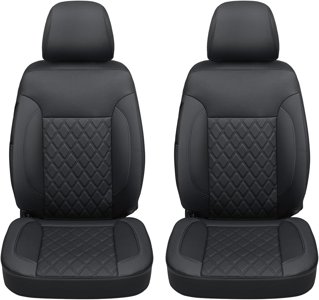 Silverado Seat Covers Full Set with Faux Leather, for 2014-2024 Chevy Silverado GMC Sierra 1500, 2020-2023 Silverado Sierra 2500HD 3500HD Crew Cab