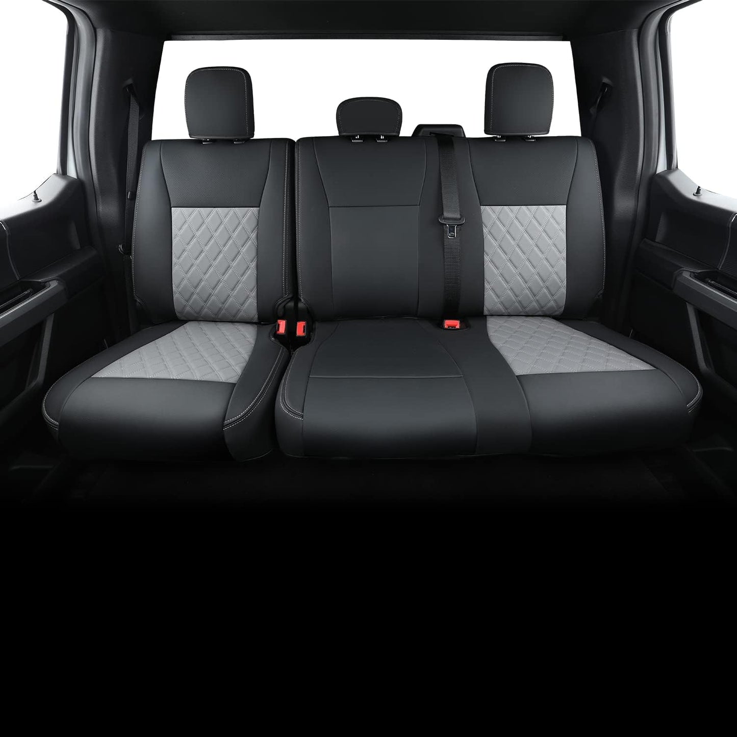 F150 SuperCrew 2015-2024 Custom Pickup Car Truck Seat Covers XLT, Waterproof Faux Leather, Full Coverage, Also Fit 2017-2023 F250/F350