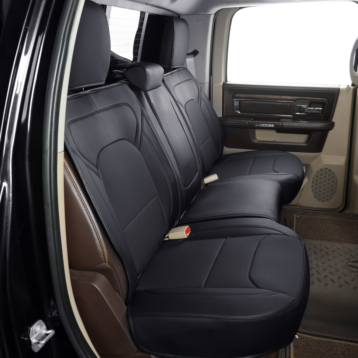 Ram 1500 2011-2019 2020 2021 2022 2023 2024 Crew Cab Waterproof Seat Covers FullSet, Custom Fit Ram Bighorn Laramie Limited Rebel Longhorn Pickup with 4/6 Split Rear Seat
