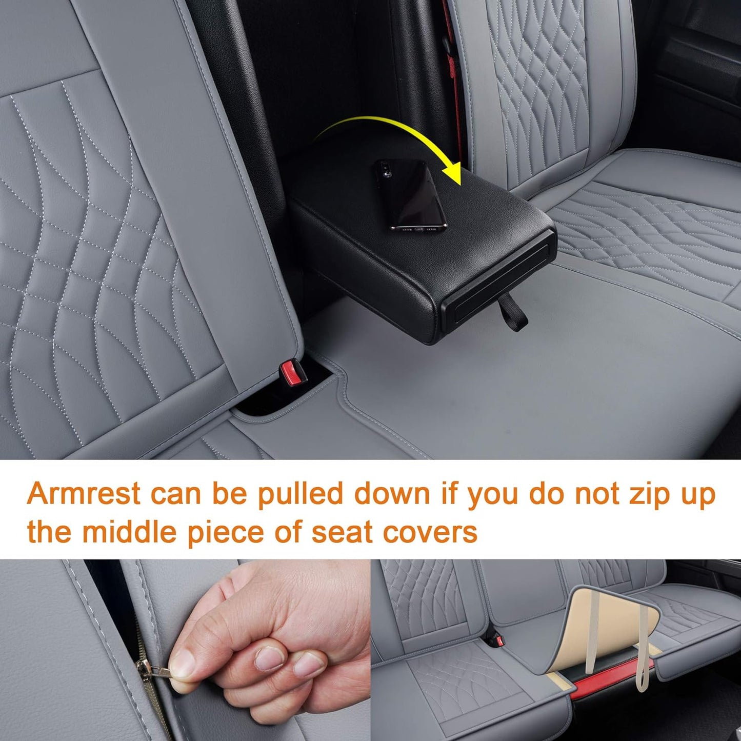 Seat Covers fit for Ford F150 Crew Cab from 2015 to 2024 and fit for F250 F350 F450 Crew Cab from 2017 to 2024 with Faux Leather