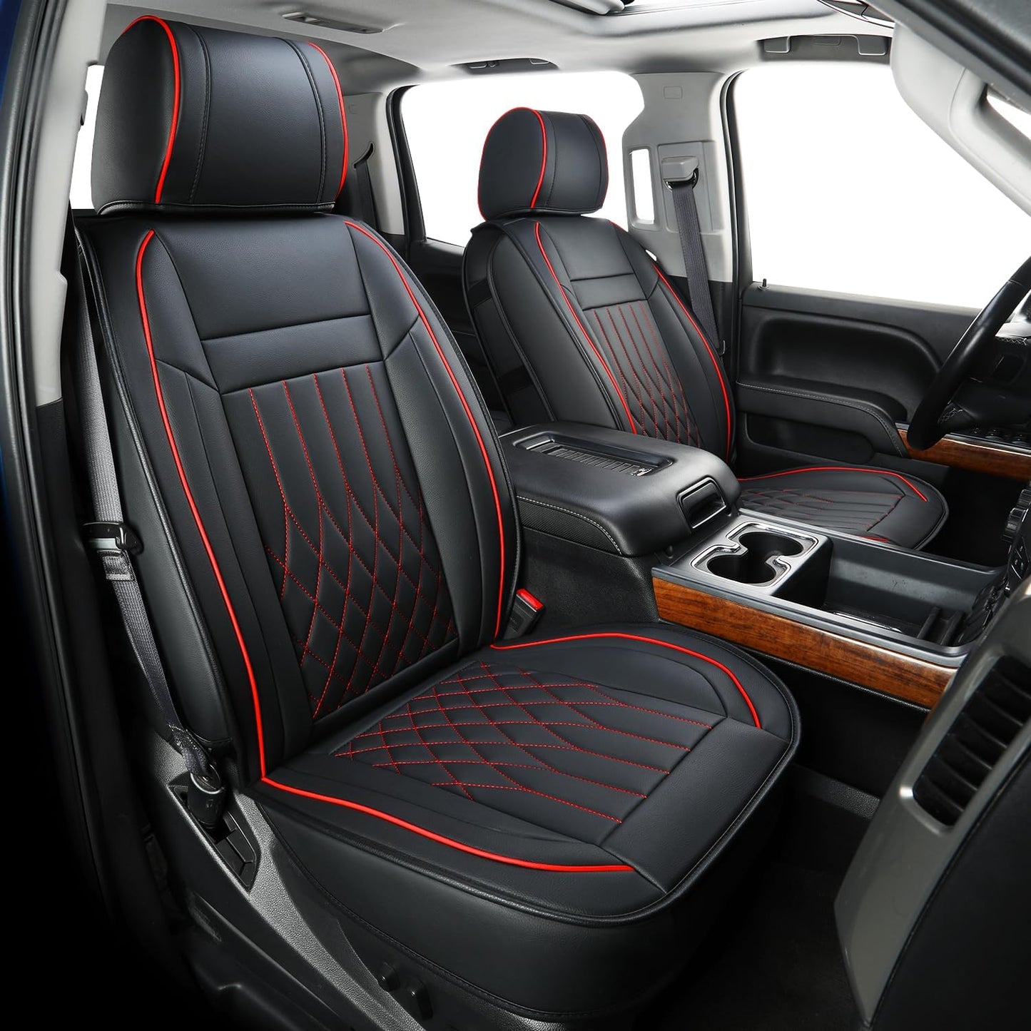 Silverado Faux Leather Seat Covers, Fit for 2014-2024 Chevy Silverado GMC Sierra 1500 and 2020-2024 2500HD 3500HD Crew Cab