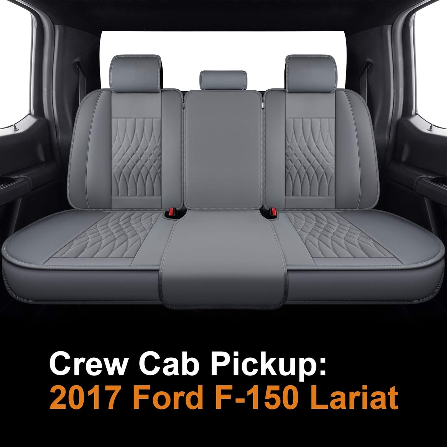 Seat Covers fit for Ford F150 Crew Cab from 2015 to 2024 and fit for F250 F350 F450 Crew Cab from 2017 to 2024 with Faux Leather