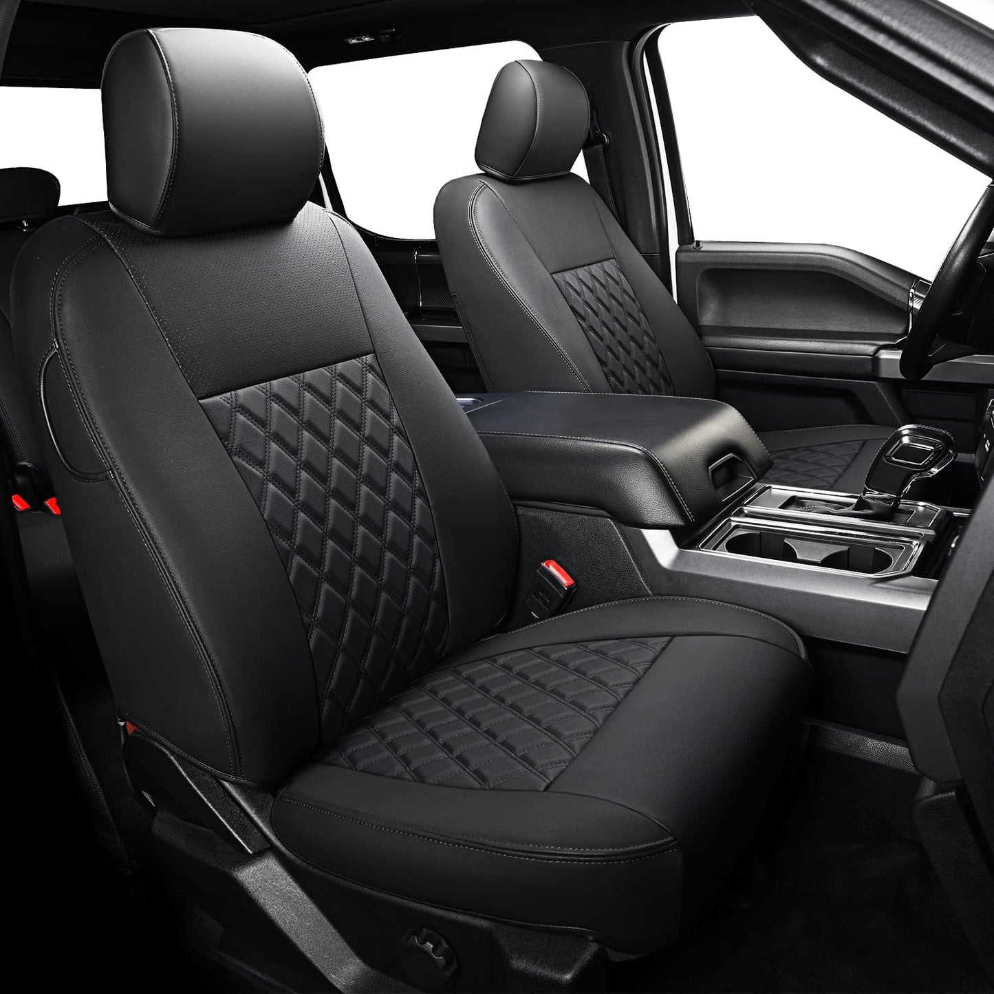 F150 SuperCrew 2015-2024 Custom Pickup Car Truck Seat Covers XLT, Waterproof Faux Leather, Full Coverage, Also Fit 2017-2023 F250/F350