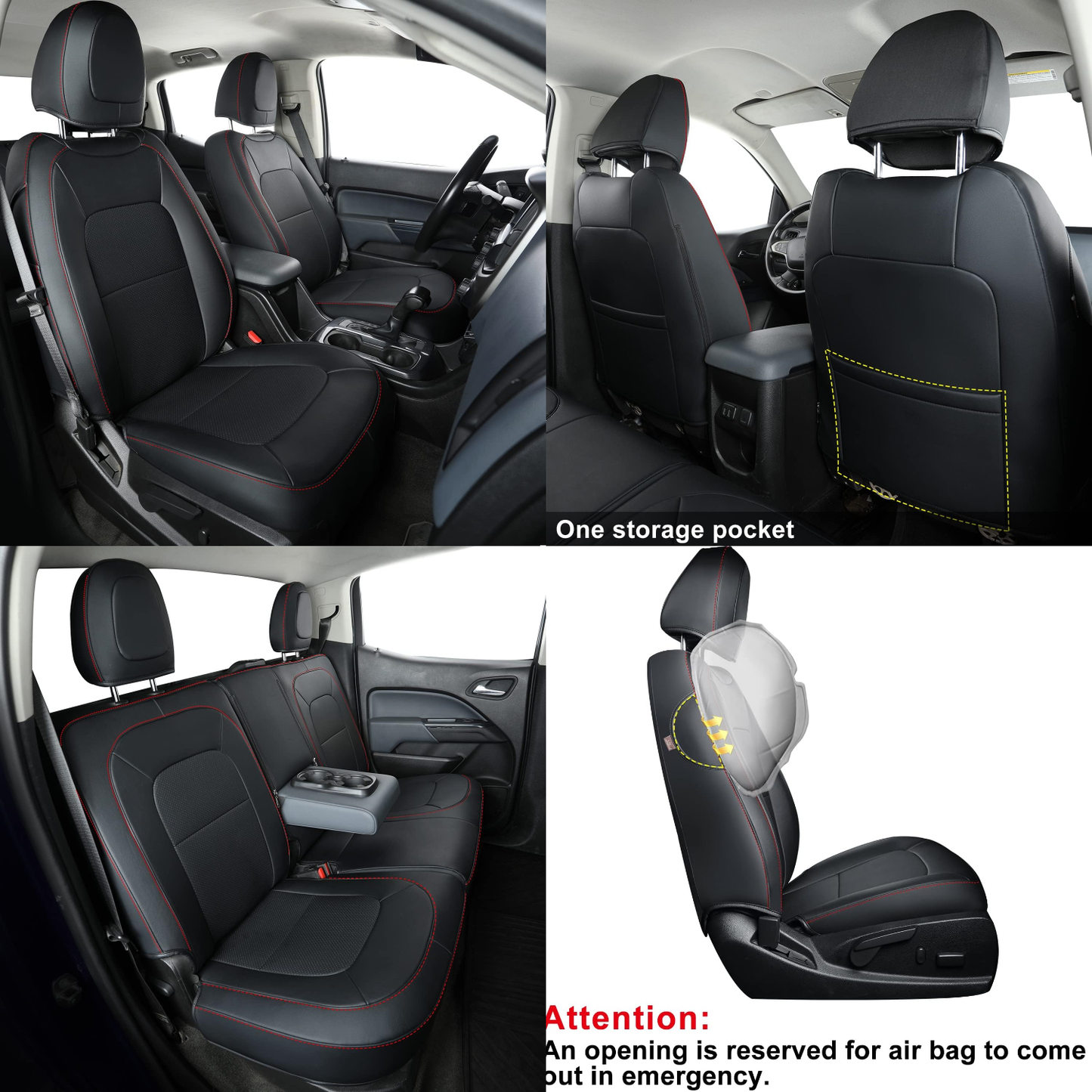 Chevy Colorado Seat Covers, fit for Colorado Crew Cab Z71 LT ZR2 Work Truck 2015 2016 2017 2018 2019 2020 2021 2022 with Faux Leather