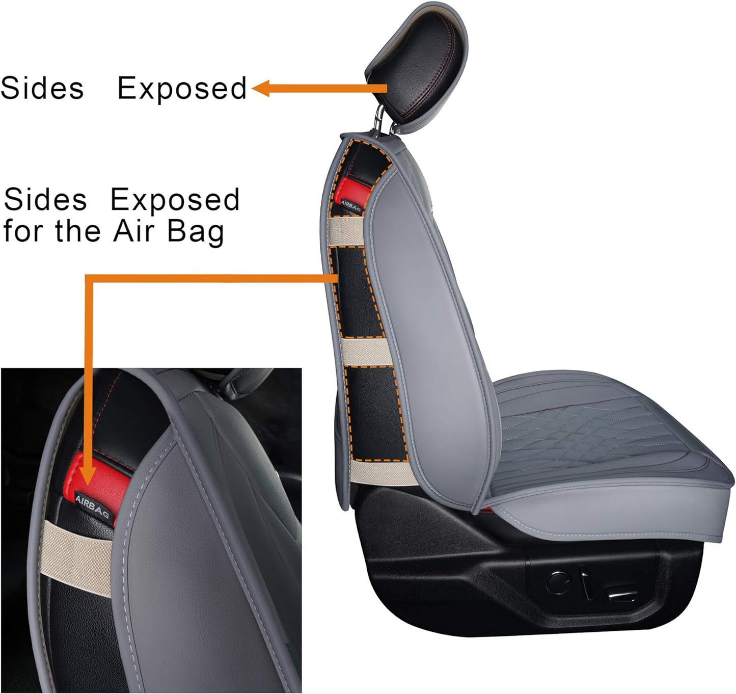 Seat Covers fit for Ford F150 Crew Cab from 2015 to 2024 and fit for F250 F350 F450 Crew Cab from 2017 to 2024 with Faux Leather