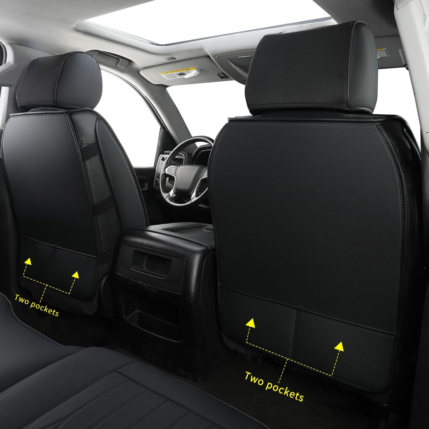 Silverado Faux Leather Seat Covers, Fit for 2014-2024 Chevy Silverado GMC Sierra 1500 and 2020-2024 2500HD 3500HD Crew Cab