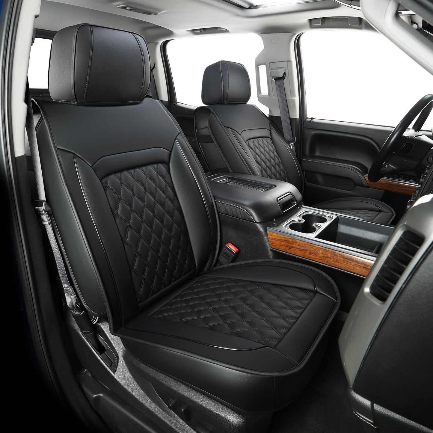 Silverado Faux Leather Seat Covers, Fit for 2014-2024 Chevy Silverado GMC Sierra 1500 and 2020-2024 2500HD 3500HD Crew Cab