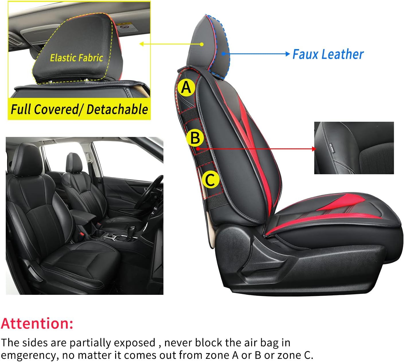 Subaru Seat Forester/Outback Covers Full Set, fit for 2014-2024 Subaru Forester Outback Sport Limited Touring Platinum with Water Proof Faux Leather Versatile, comfortable leather for all seasons