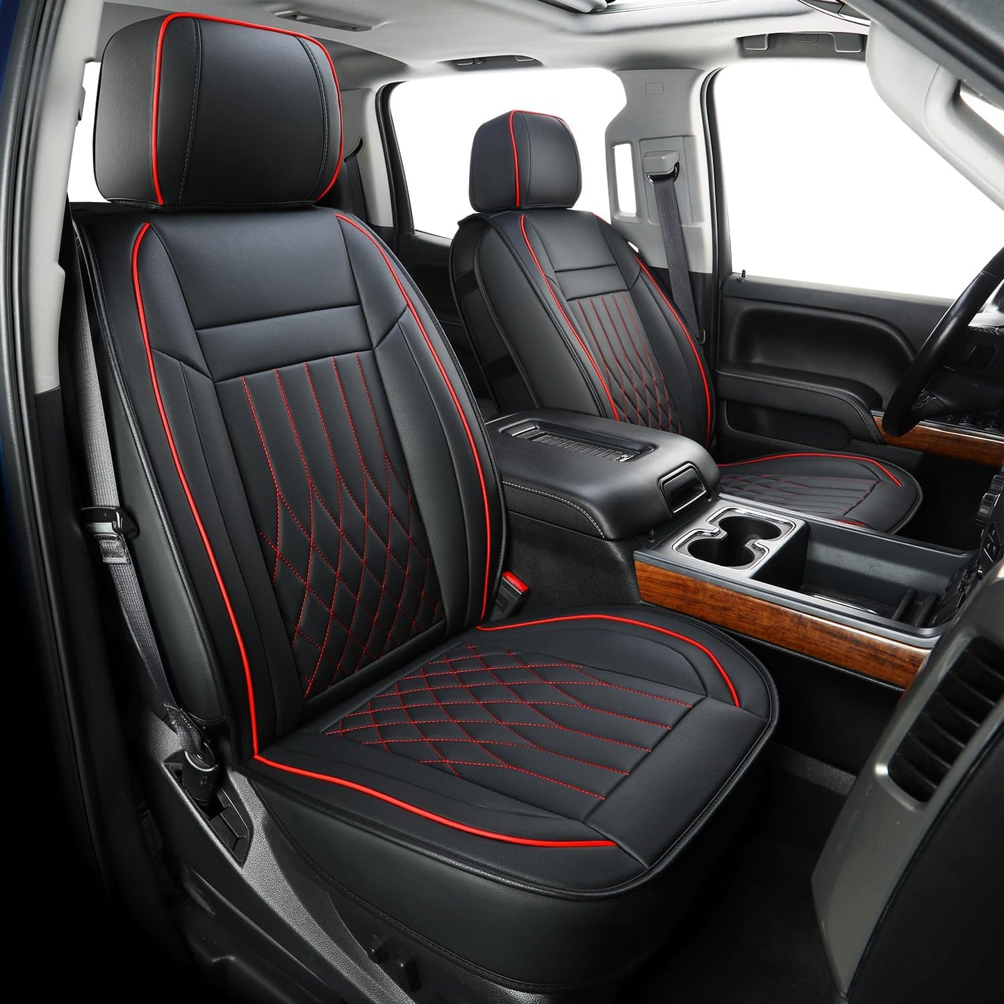 Silverado Faux Leather Seat Covers, Fit for 2014-2024 Chevy Silverado GMC Sierra 1500 and 2020-2024 2500HD 3500HD Crew Cab