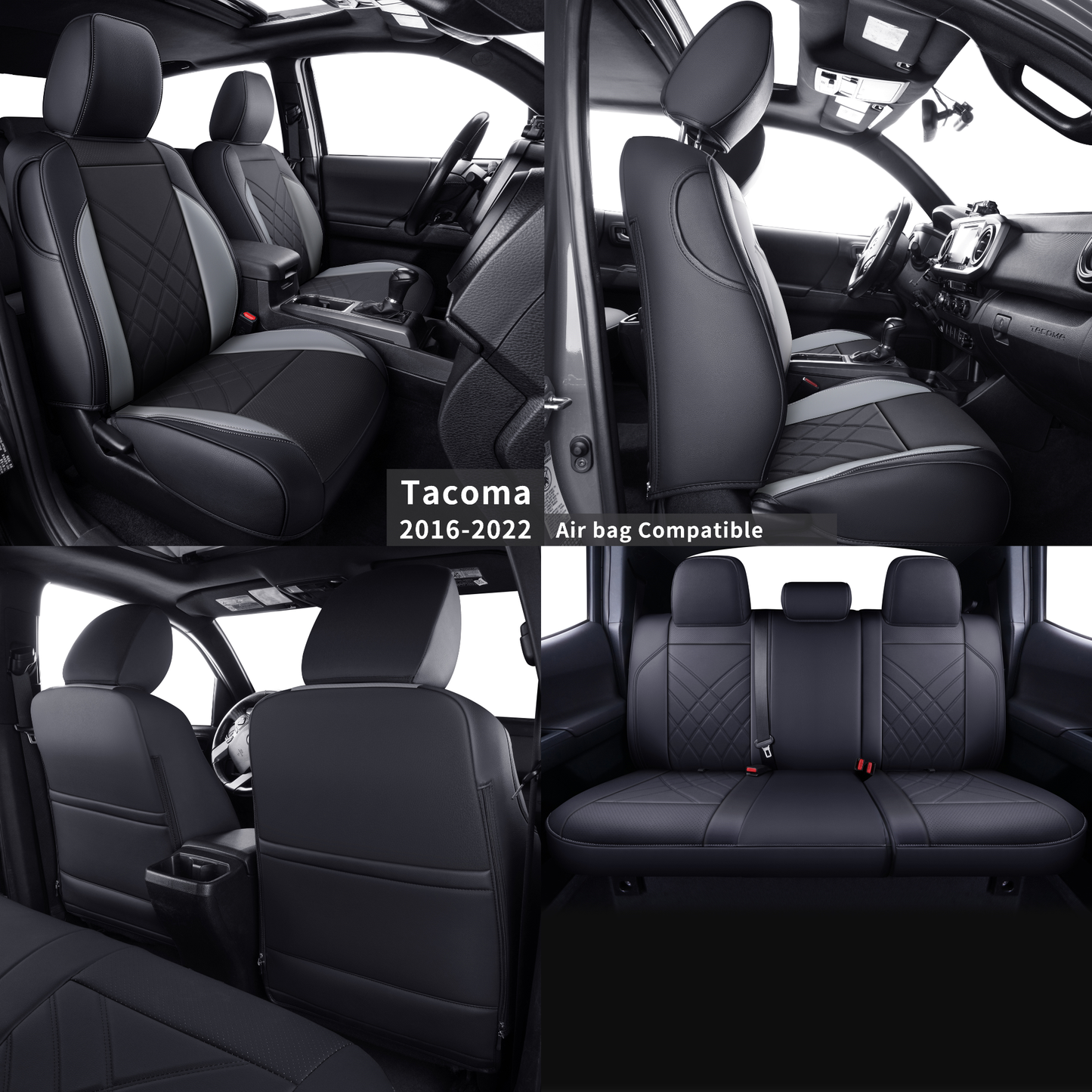 Tacoma Full Seat Covers, suitable for Tacoma 2016-2023 Seat covers for five persons double cab, artificial leather, four seasons available, breathable and comfortable