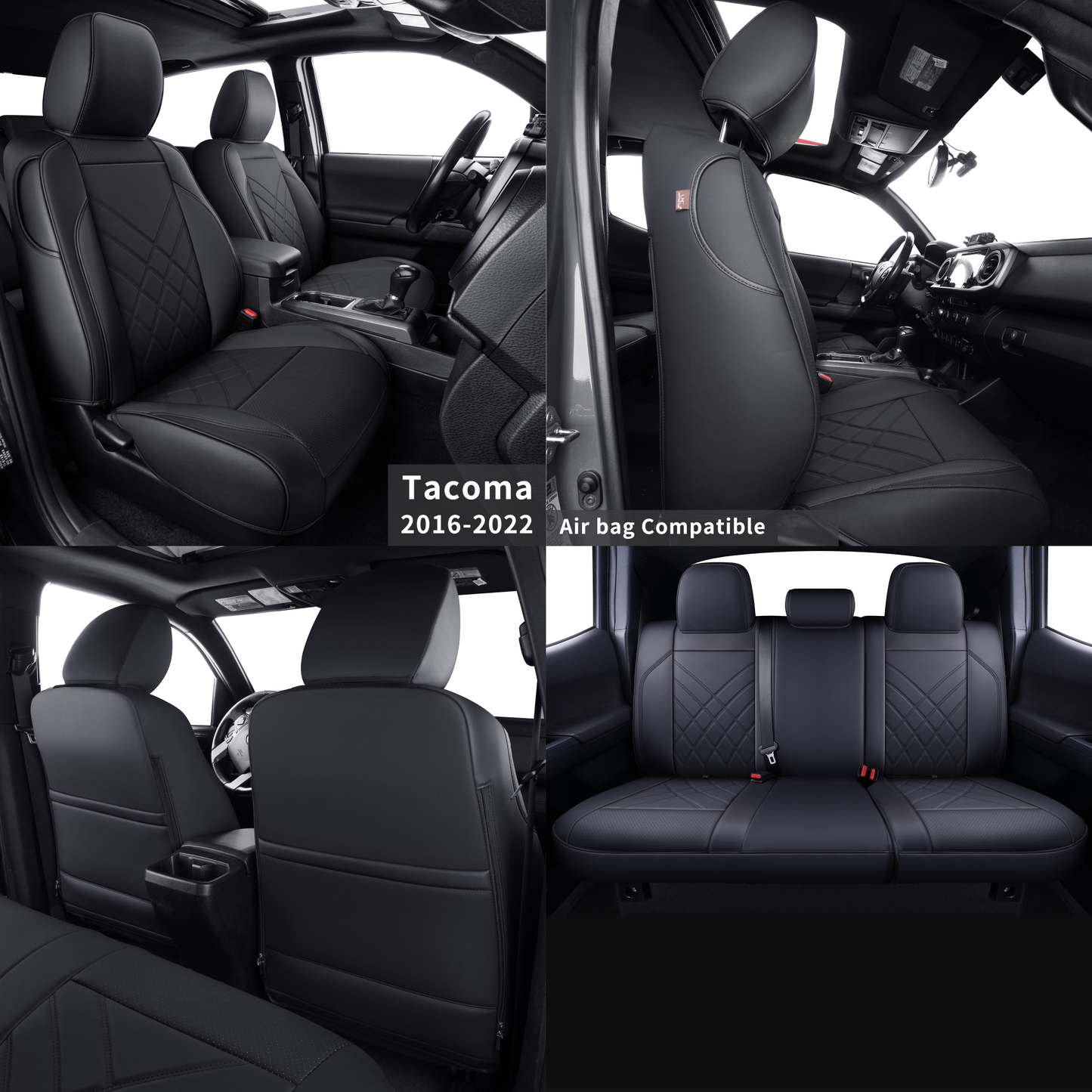 Tacoma Full Seat Covers, suitable for Tacoma 2016-2023 Seat covers for five persons double cab, artificial leather, four seasons available, breathable and comfortable