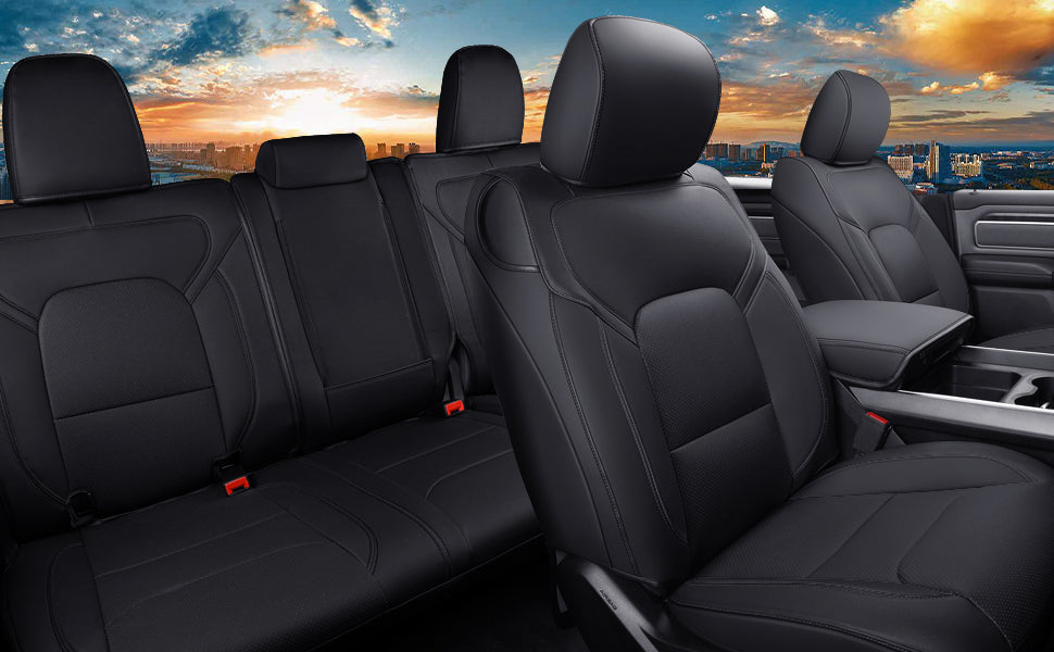 Ram 1500 2011-2019 2020 2021 2022 2023 2024 Crew Cab Waterproof Seat Covers FullSet, Custom Fit Ram Bighorn Laramie Limited Rebel Longhorn Pickup with 4/6 Split Rear Seat