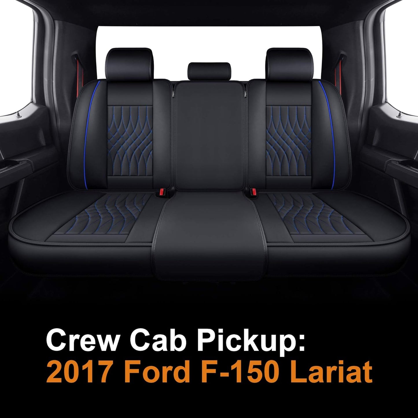 Seat Covers fit for Ford F150 Crew Cab from 2015 to 2024 and fit for F250 F350 F450 Crew Cab from 2017 to 2024 with Faux Leather
