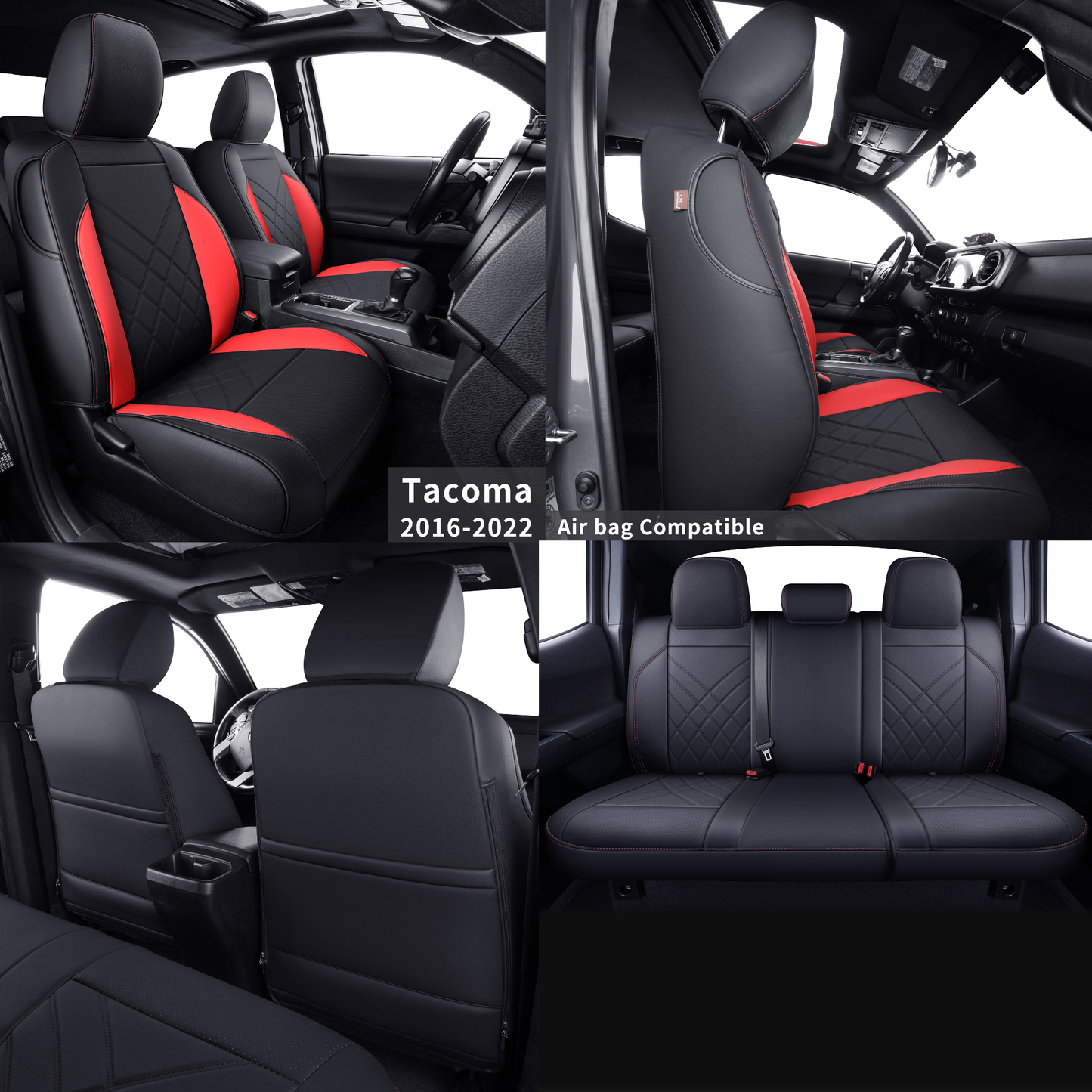 Tacoma Full Seat Covers, suitable for Tacoma 2016-2023 Seat covers for five persons double cab, artificial leather, four seasons available, breathable and comfortable
