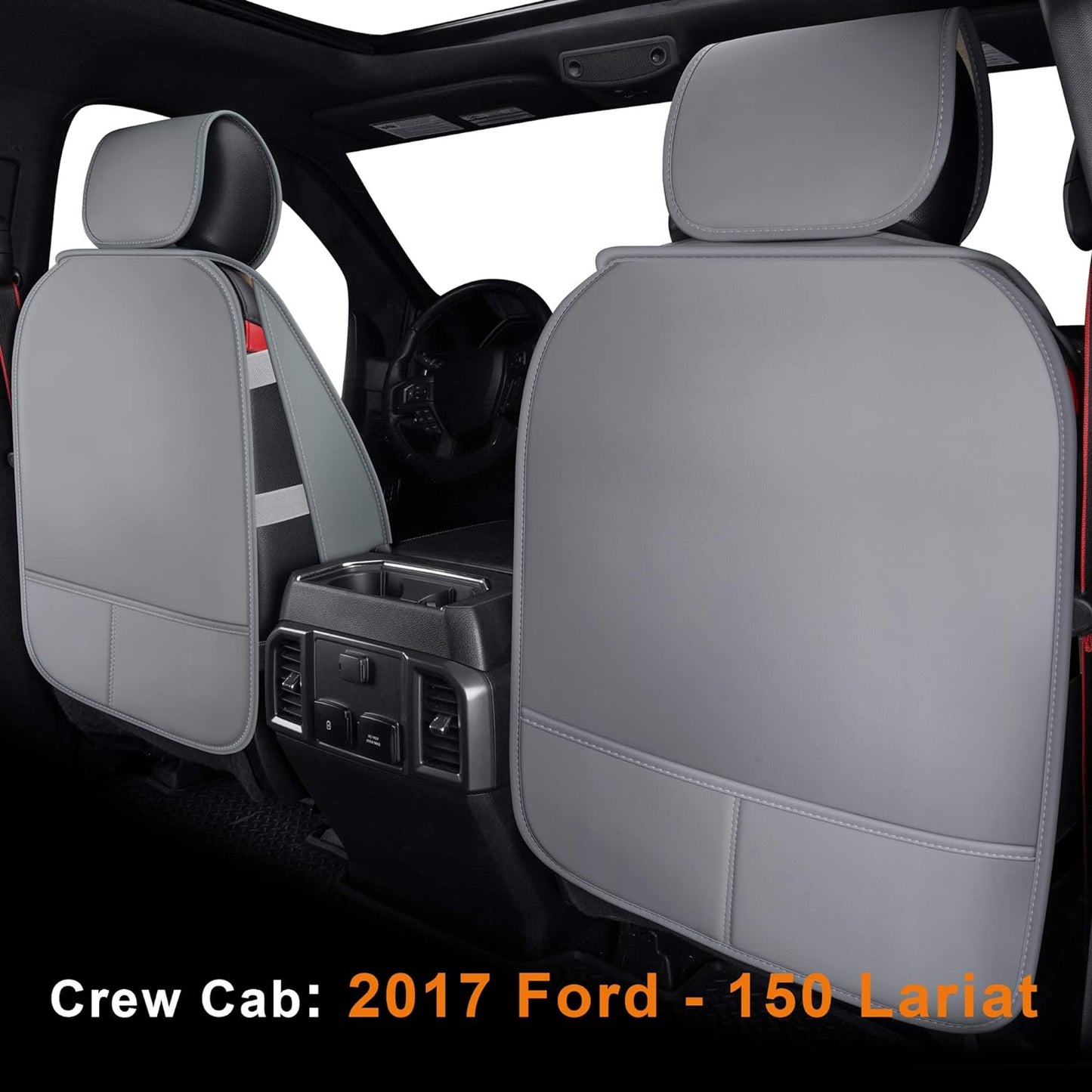 Seat Covers fit for Ford F150 Crew Cab from 2015 to 2024 and fit for F250 F350 F450 Crew Cab from 2017 to 2024 with Faux Leather