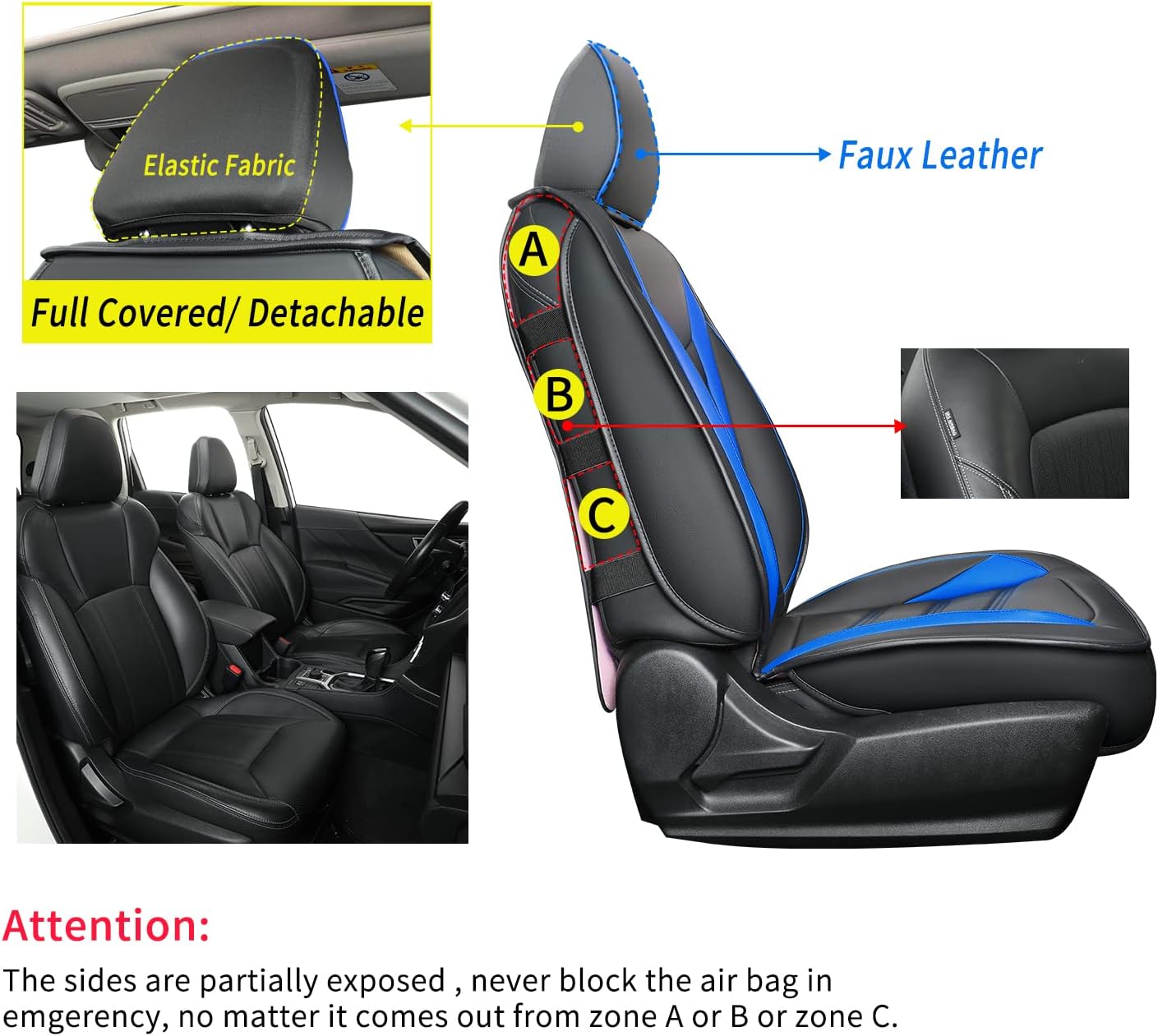 Subaru Seat Forester/Outback Covers Full Set, fit for 2014-2024 Subaru Forester Outback Sport Limited Touring Platinum with Water Proof Faux Leather Versatile, comfortable leather for all seasons