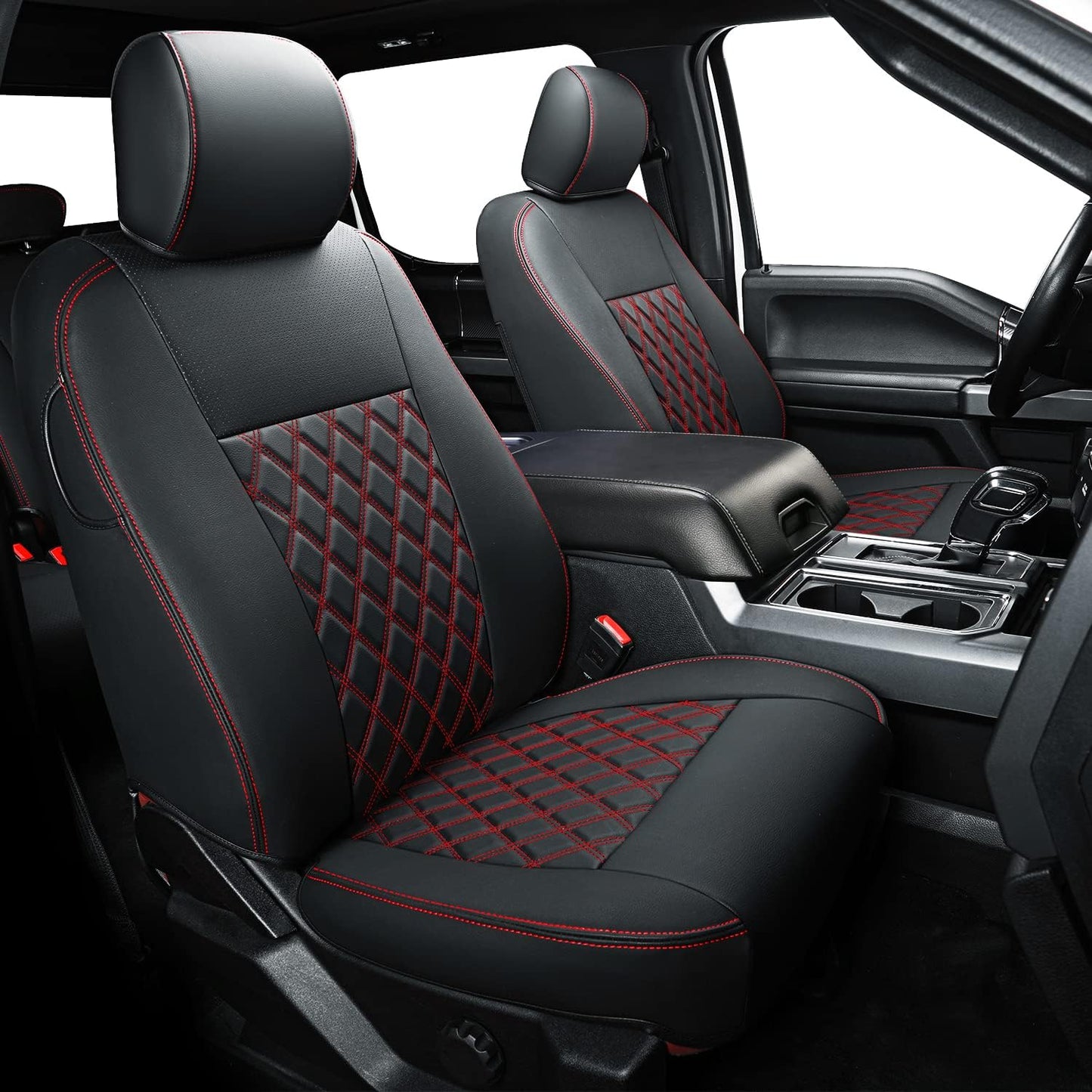 F150 SuperCrew 2015-2024 Custom Pickup Car Truck Seat Covers XLT, Waterproof Faux Leather, Full Coverage, Also Fit 2017-2023 F250/F350
