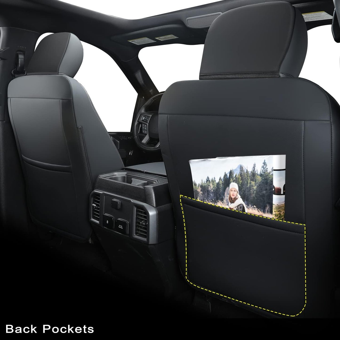 F150 SuperCrew 2015-2024 Custom Pickup Car Truck Seat Covers XLT, Waterproof Faux Leather, Full Coverage, Also Fit 2017-2023 F250/F350