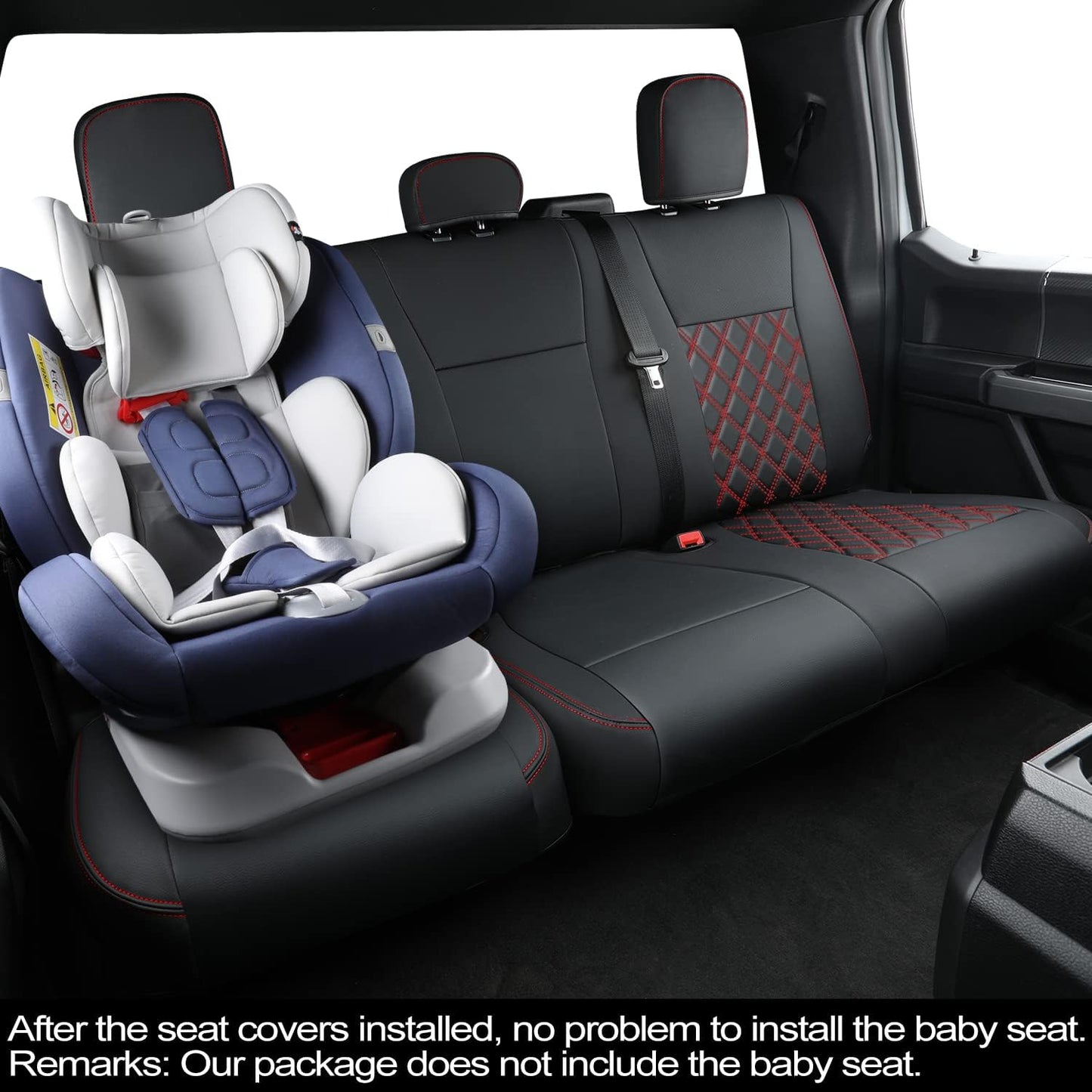 F150 SuperCrew 2015-2024 Custom Pickup Car Truck Seat Covers XLT, Waterproof Faux Leather, Full Coverage, Also Fit 2017-2023 F250/F350