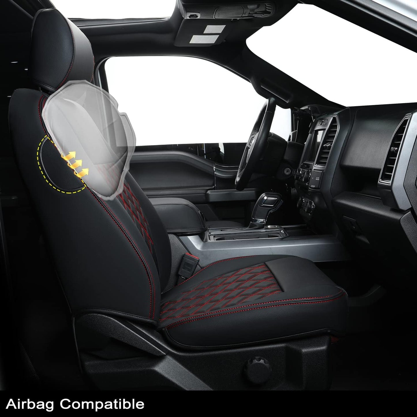F150 SuperCrew 2015-2024 Custom Pickup Car Truck Seat Covers XLT, Waterproof Faux Leather, Full Coverage, Also Fit 2017-2023 F250/F350