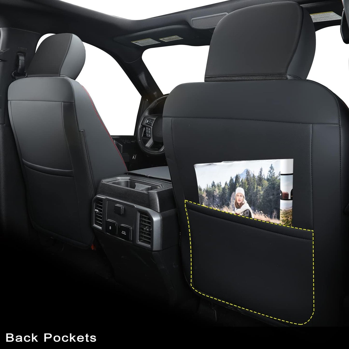 F150 SuperCrew 2015-2024 Custom Pickup Car Truck Seat Covers XLT, Waterproof Faux Leather, Full Coverage, Also Fit 2017-2023 F250/F350