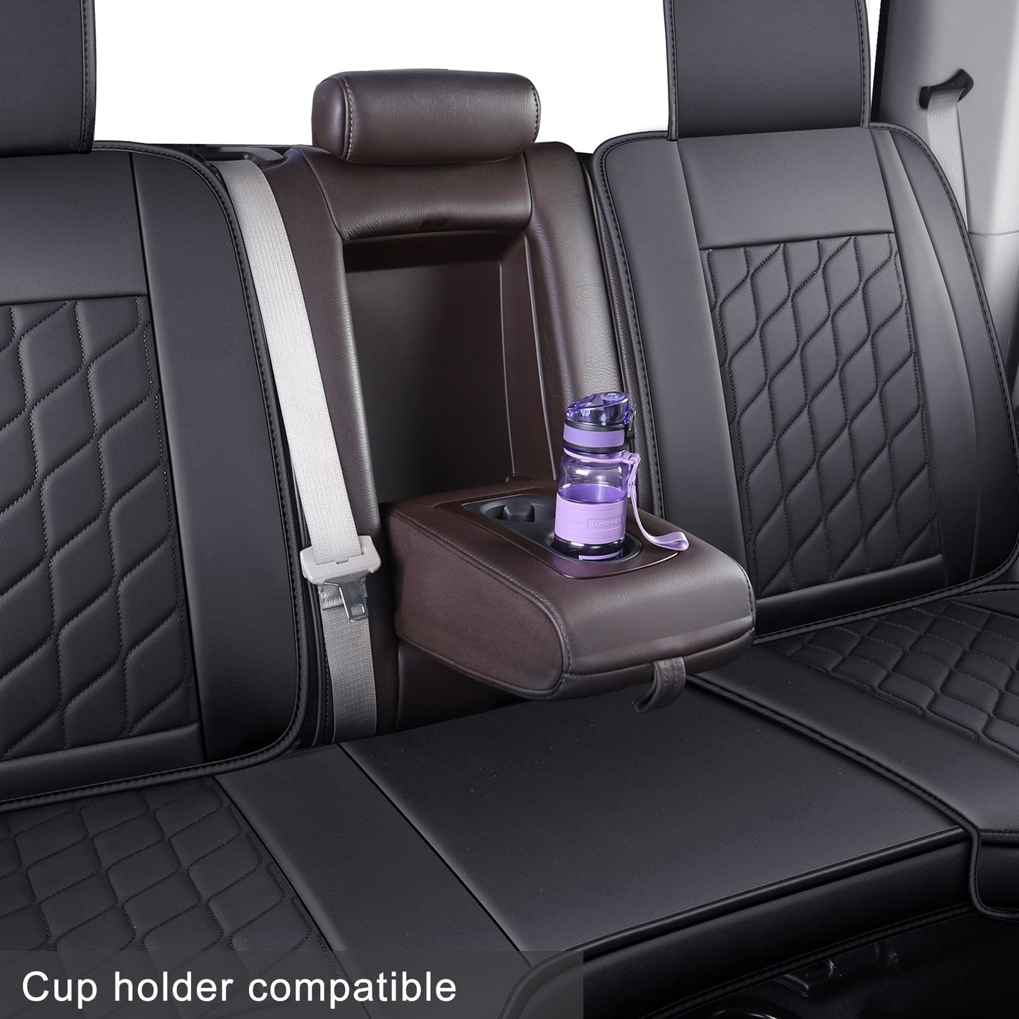 Ram 1500 Seat Covers Front and Back, Also Fit for Minority of The 2006-2020 Ram 2500 3500 Crew Cab& Quad Cab Pickup, with Faux Leather