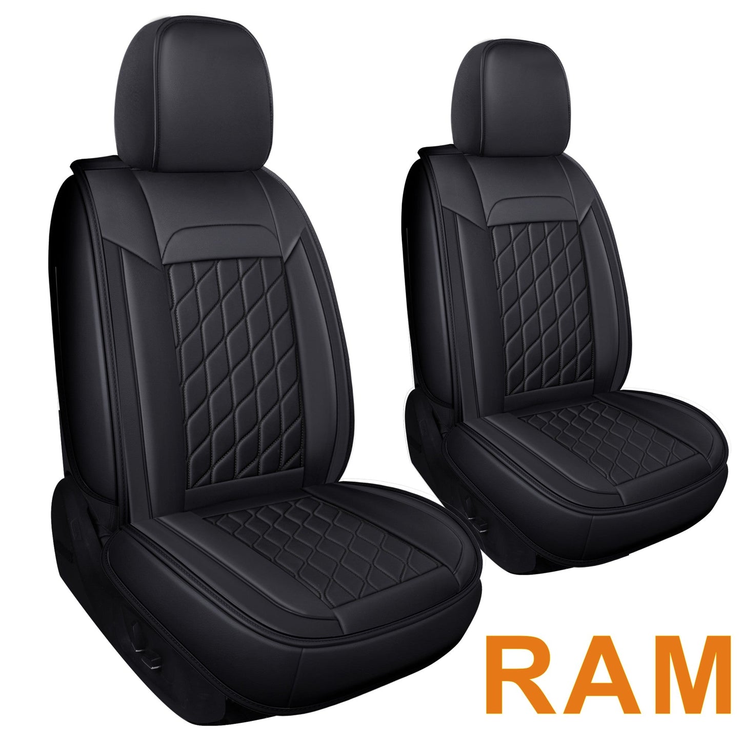 Ram 1500 Seat Covers Front and Back, Also Fit for Minority of The 2006-2020 Ram 2500 3500 Crew Cab& Quad Cab Pickup, with Faux Leather