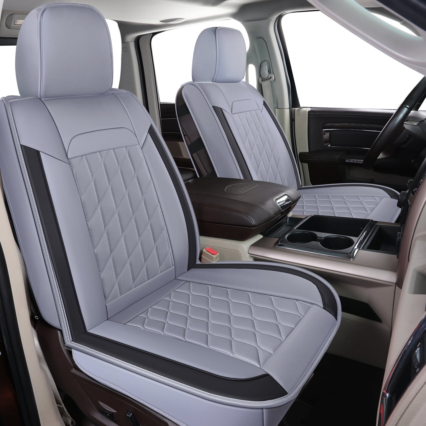 Ram 1500 Seat Covers Front and Back, Also Fit for Minority of The 2006-2020 Ram 2500 3500 Crew Cab& Quad Cab Pickup, with Faux Leather