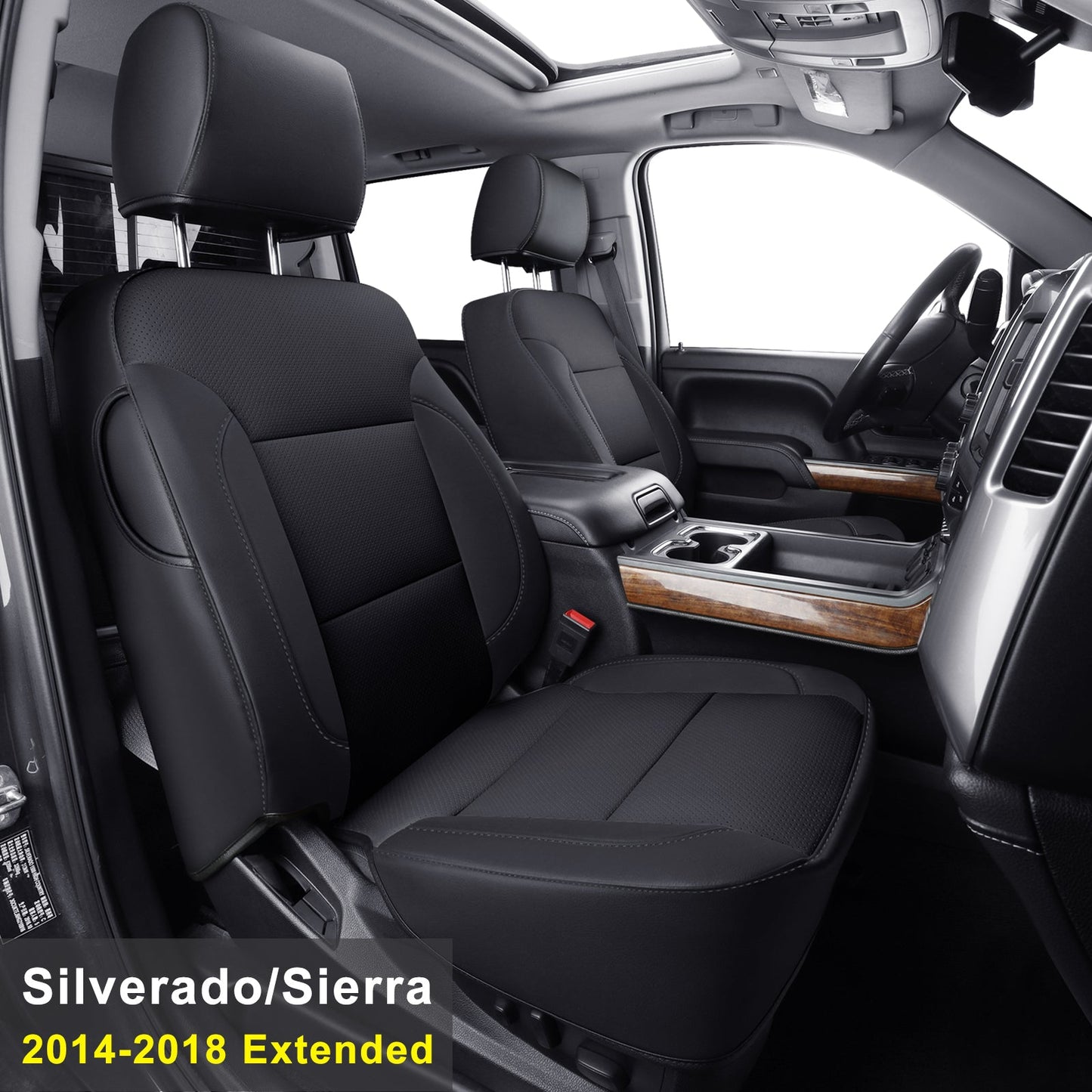 Custom Silverado Seat Covers 2007-2024 Chevrolet Silverado Sierra 1500/2500HD/3500HD crew, all-covered seat covers，dual, extended cab, waterproof leather, , all seasons