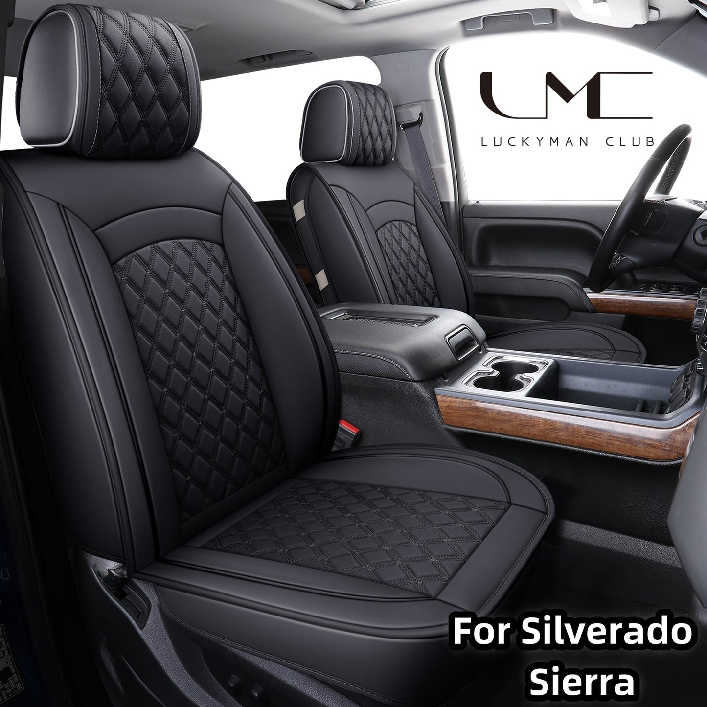 Chevy Silverado GMC Sierra Truck Seat Covers Trail Boss Z71 Pickup 2007-2024 1500 2500HD 3500HD Crew Double Extended Cab Waterproof Leather