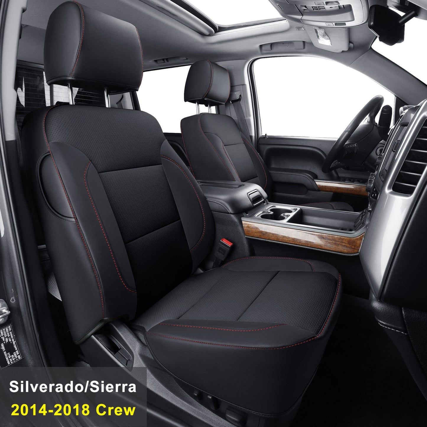 Custom Silverado Seat Covers 2007-2024 Chevrolet Silverado Sierra 1500/2500HD/3500HD crew, all-covered seat covers，dual, extended cab, waterproof leather, , all seasons