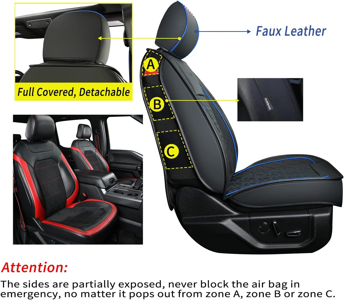 Ford F150 seat covers Fit 2009-2024 F150 SuperCrew and 2017-2024 F250 F350 Crew Cab  With armrest box cushion, all seasons, waterproof leather cushions