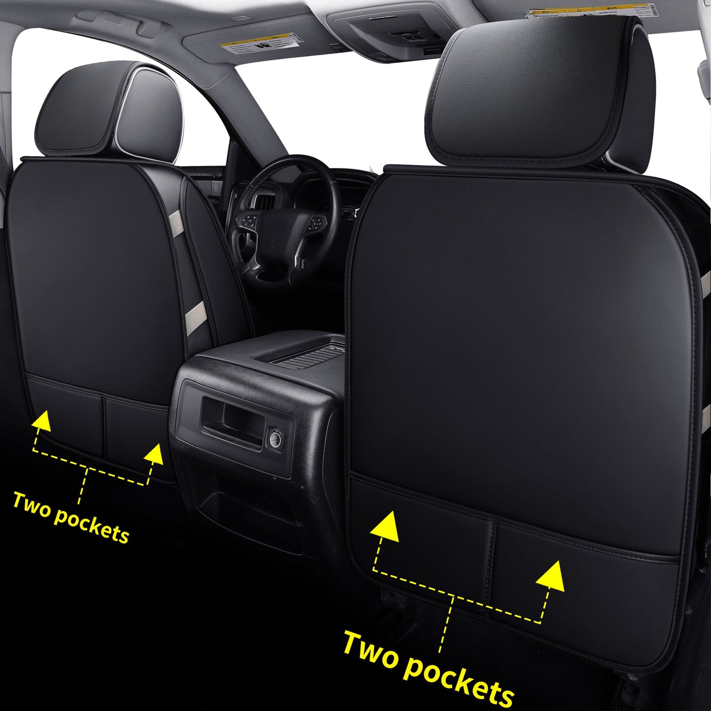 Silverado Seat Covers Fit for 2007-2024 Chevy Silverado Sierra 1500/2500 HD / 3500 HD Crew,Double,Extended Cab with Water Proof Faux Leather