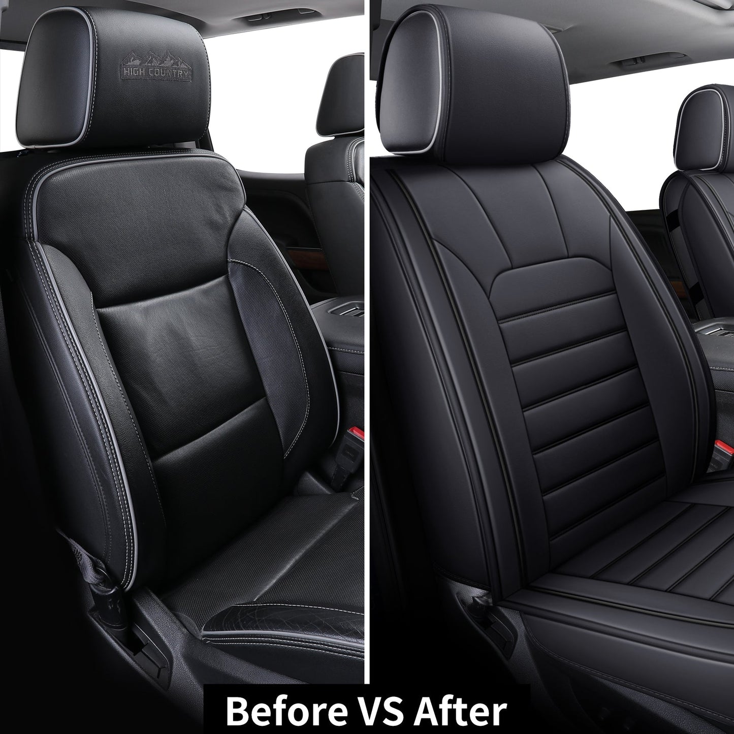 Silverado Seat Covers Fit for 2007-2024 Chevy Silverado Sierra 1500/2500 HD / 3500 HD Crew,Double,Extended Cab with Water Proof Faux Leather