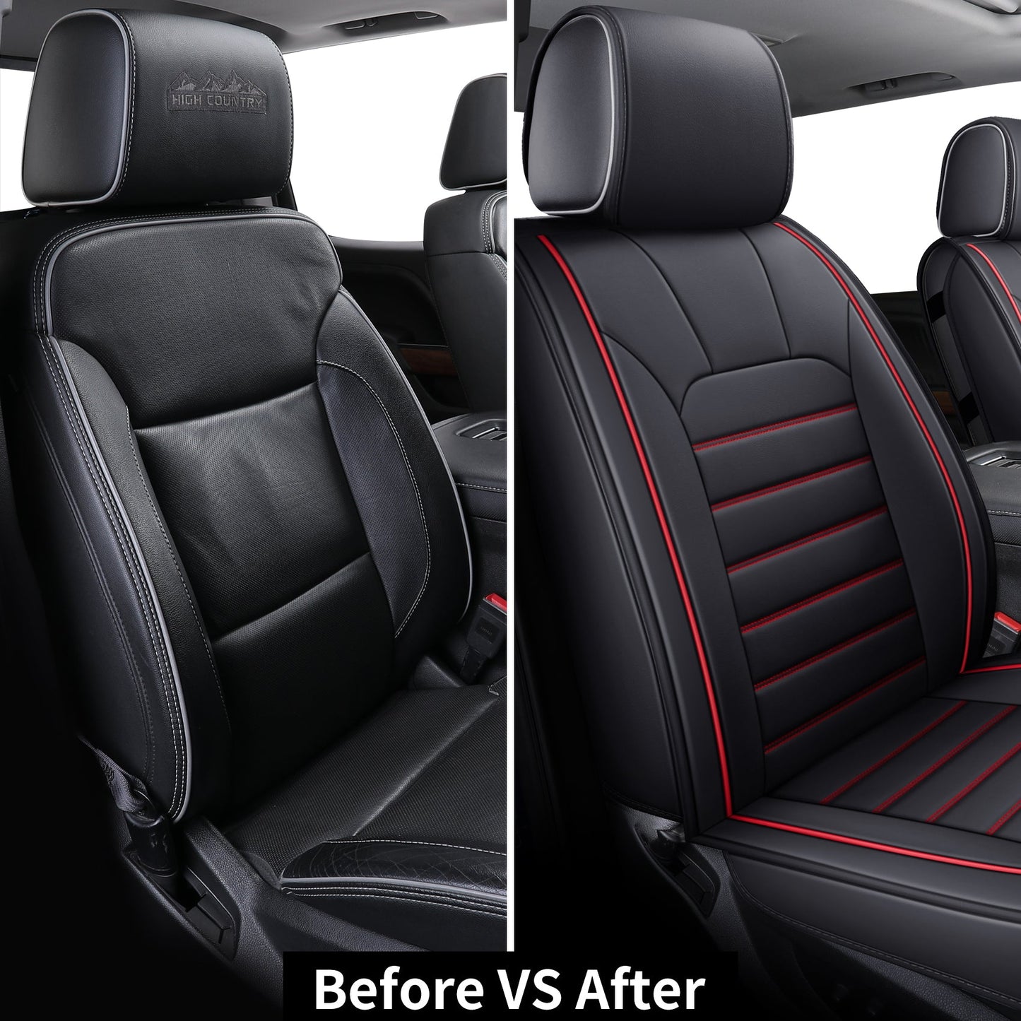 Silverado Seat Covers Fit for 2007-2024 Chevy Silverado Sierra 1500/2500 HD / 3500 HD Crew,Double,Extended Cab with Water Proof Faux Leather