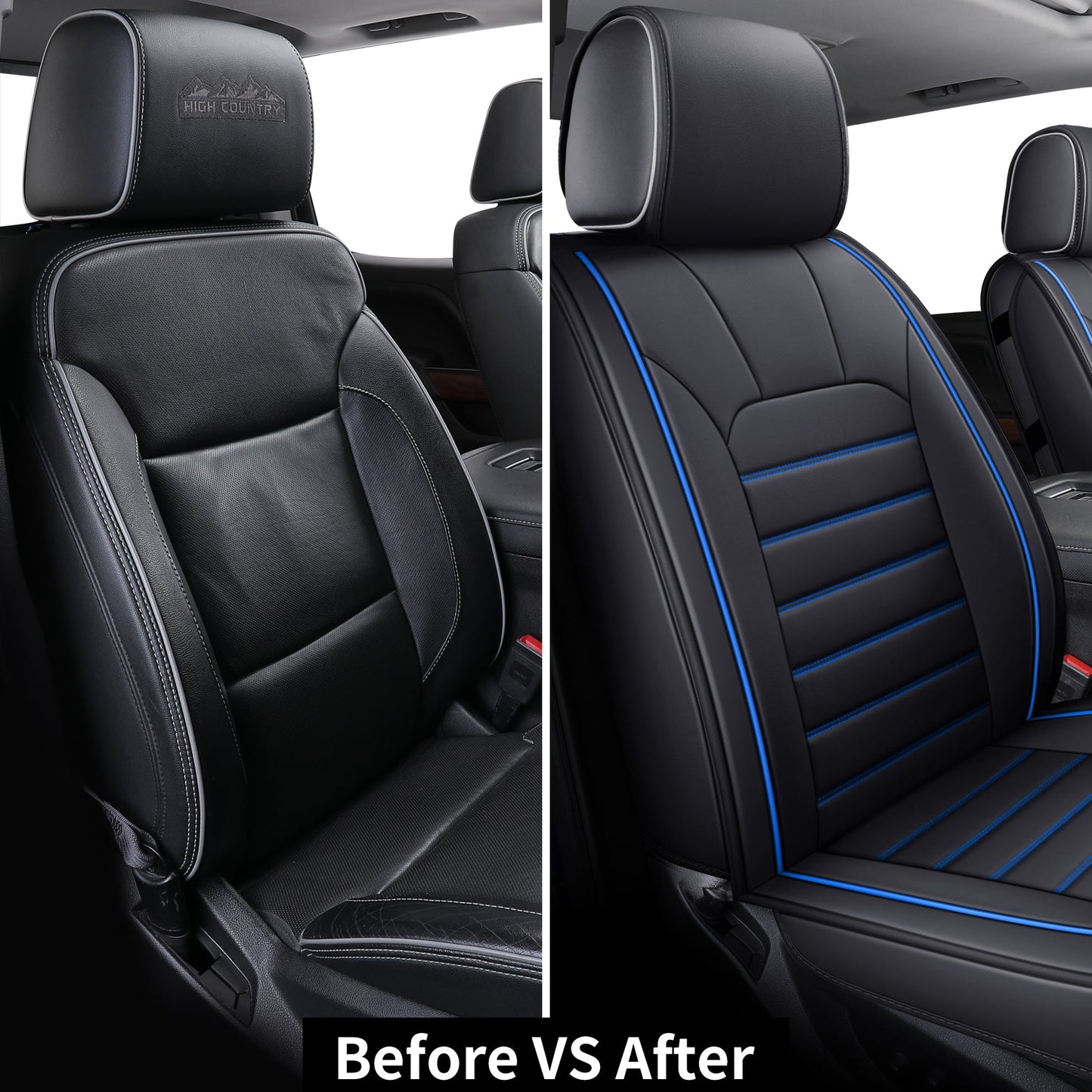 Silverado Seat Covers Fit for 2007-2024 Chevy Silverado Sierra 1500/2500 HD / 3500 HD Crew,Double,Extended Cab with Water Proof Faux Leather