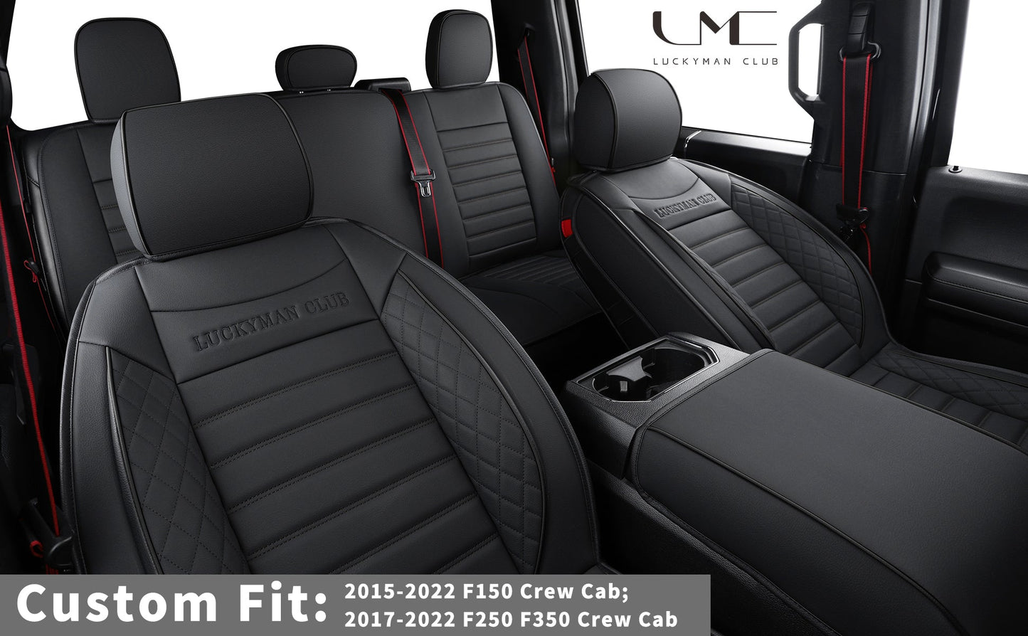 F150 Seat Covers Full Set with Waterproof Leather, Automotive Vehicle Cushion Cover for Cars SUV Pick-up Truck Fit for 2009 to 2024 Ford F150 Carhartt and 2017 to 2023 F250 F350 F450