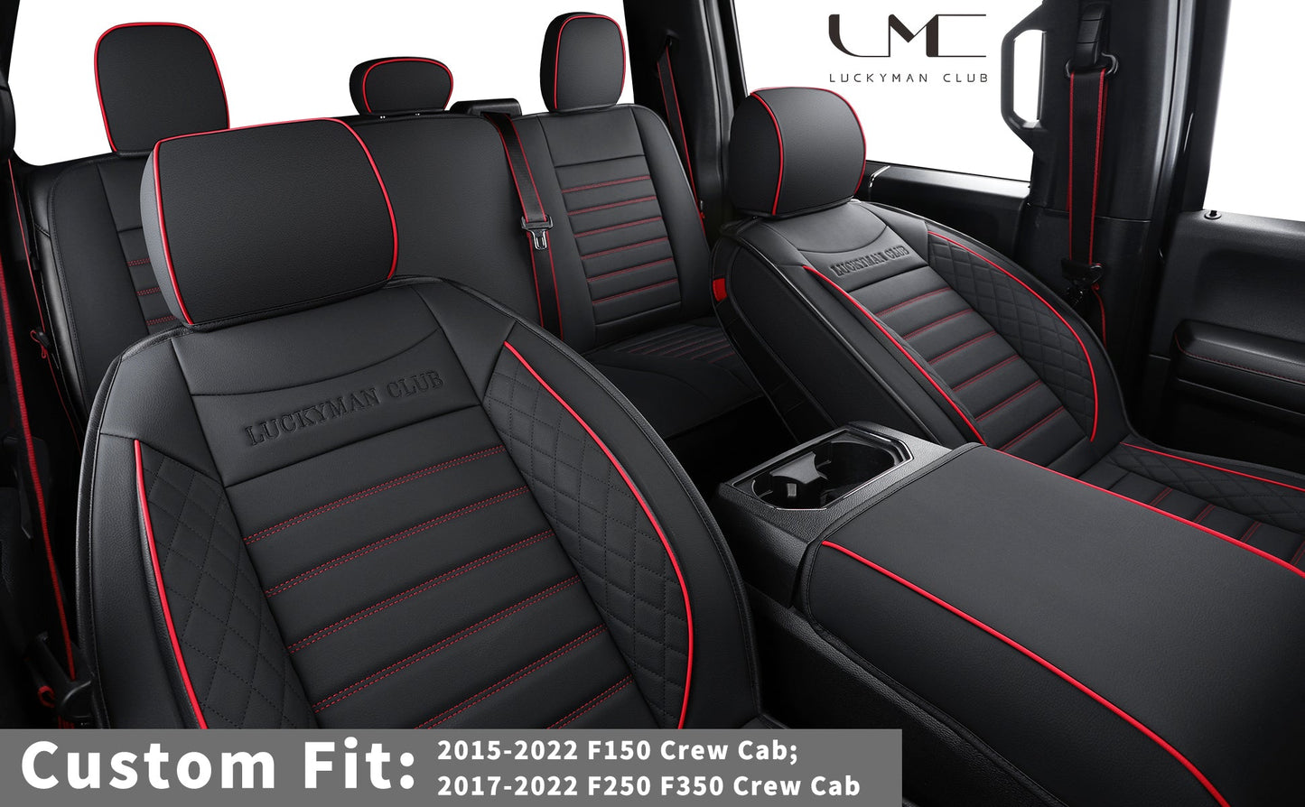 F150 Seat Covers Full Set with Waterproof Leather, Automotive Vehicle Cushion Cover for Cars SUV Pick-up Truck Fit for 2009 to 2024 Ford F150 Carhartt and 2017 to 2023 F250 F350 F450