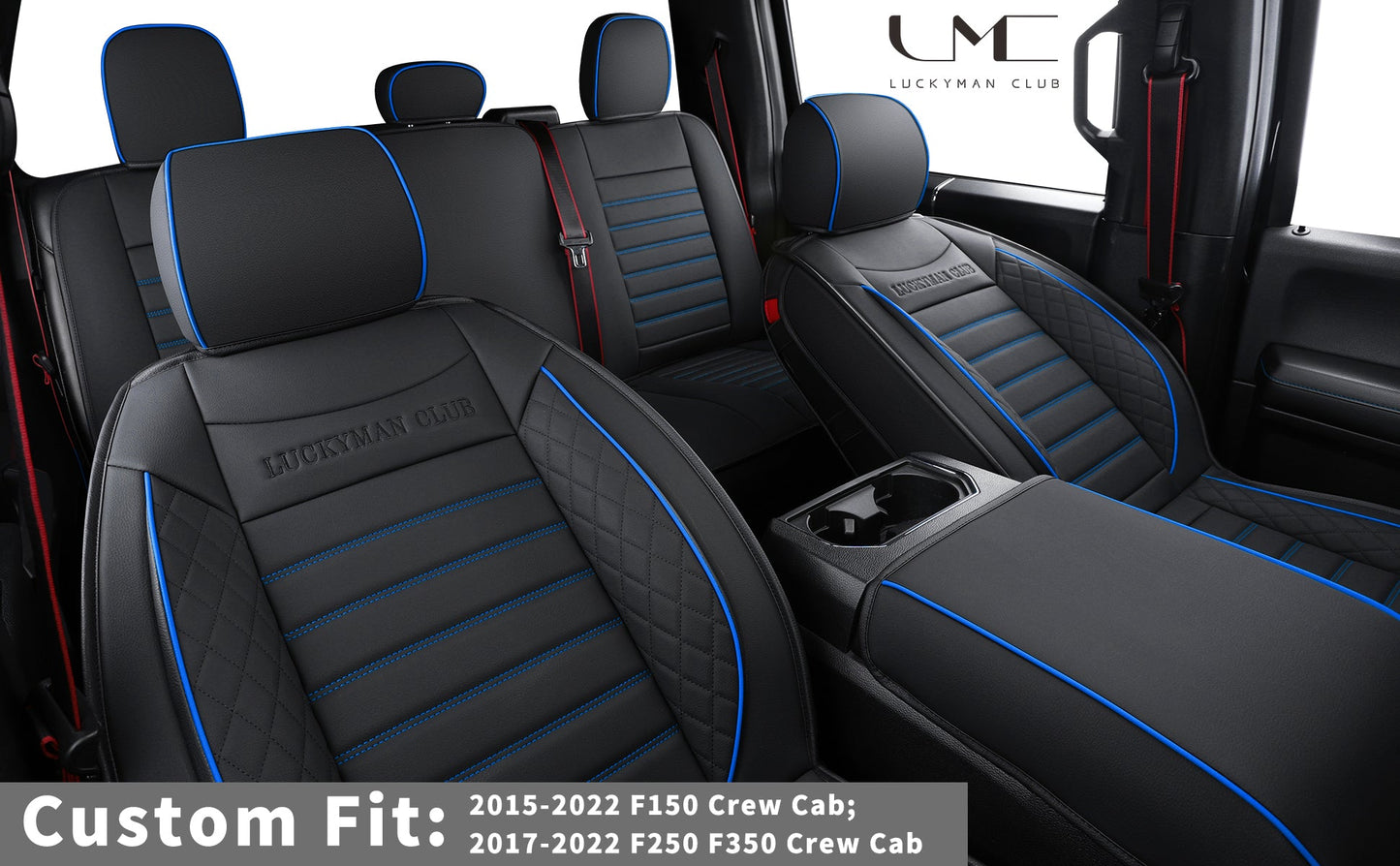 F150 Seat Covers Full Set with Waterproof Leather, Automotive Vehicle Cushion Cover for Cars SUV Pick-up Truck Fit for 2009 to 2024 Ford F150 Carhartt and 2017 to 2023 F250 F350 F450