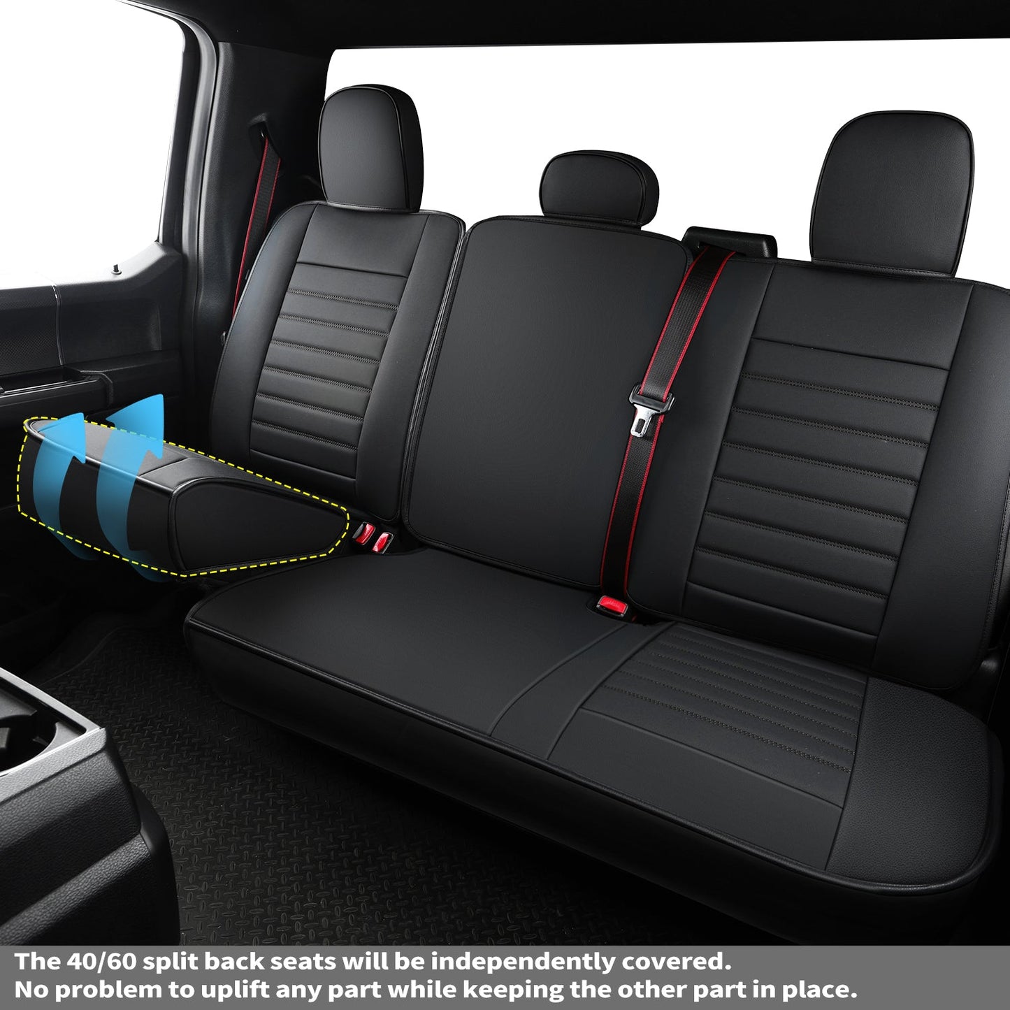 F150 Seat Covers Full Set with Waterproof Leather, Automotive Vehicle Cushion Cover for Cars SUV Pick-up Truck Fit for 2009 to 2024 Ford F150 Carhartt and 2017 to 2023 F250 F350 F450