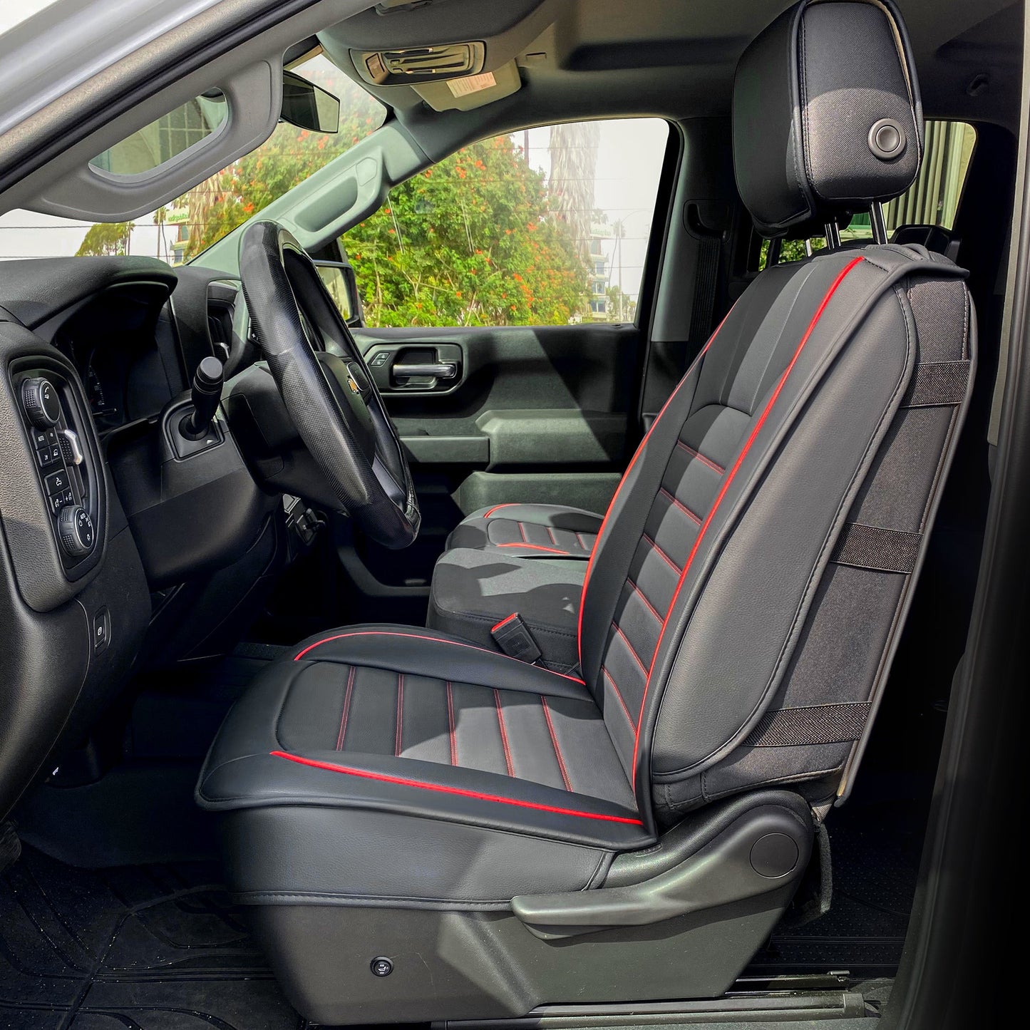Silverado Seat Covers Fit for 2007-2024 Chevy Silverado Sierra 1500/2500 HD / 3500 HD Crew,Double,Extended Cab with Water Proof Faux Leather