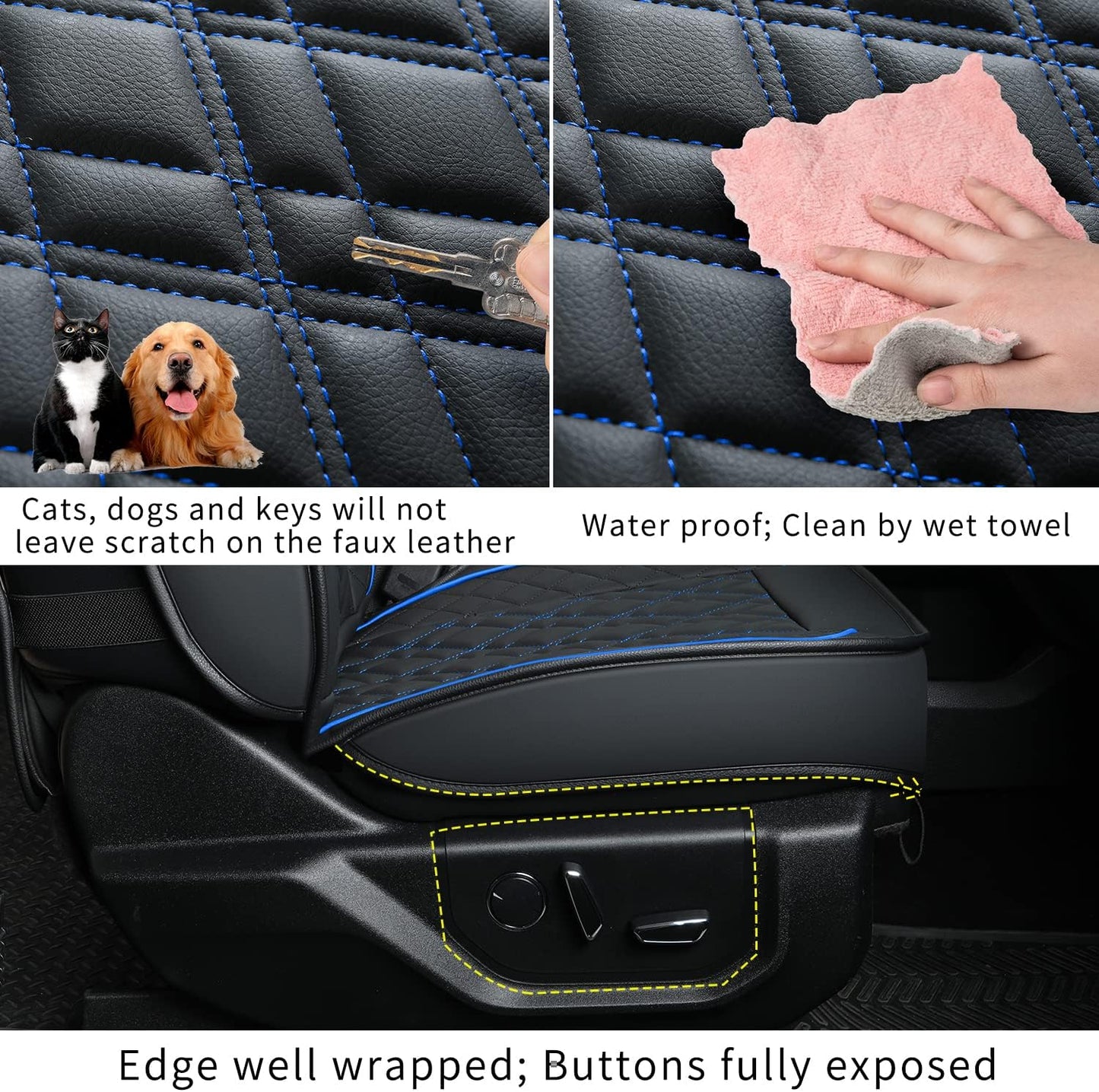Ford F150 seat covers Fit 2009-2024 F150 SuperCrew and 2017-2024 F250 F350 Crew Cab  With armrest box cushion, all seasons, waterproof leather cushions