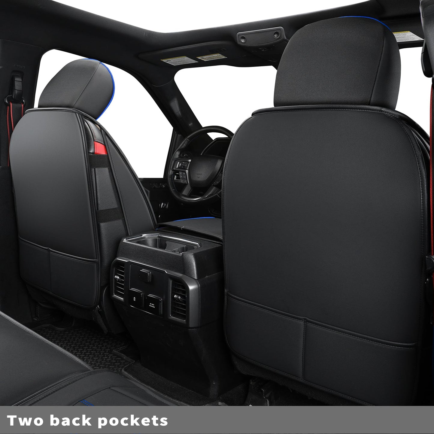 F150 Seat Covers Full Set with Waterproof Leather, Automotive Vehicle Cushion Cover for Cars SUV Pick-up Truck Fit for 2009 to 2024 Ford F150 Carhartt and 2017 to 2023 F250 F350 F450