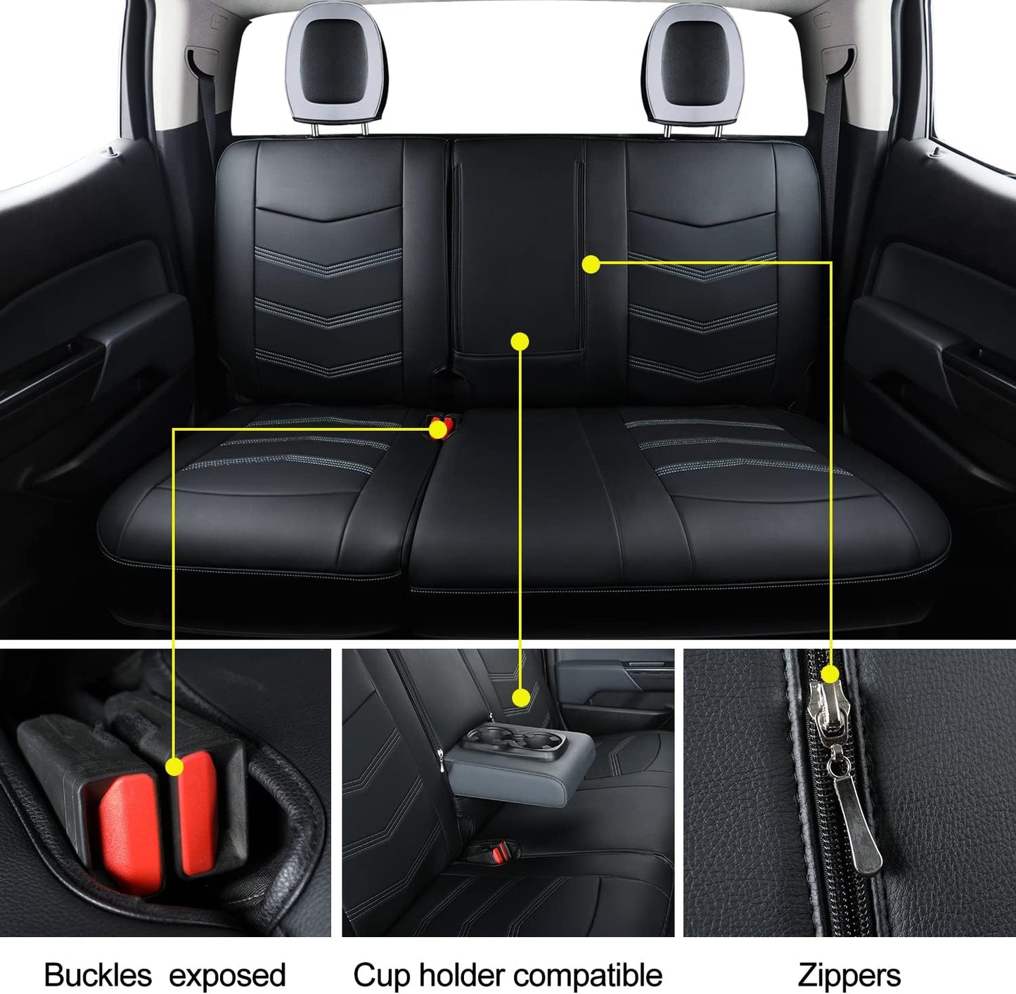 Colorado Seat Covers suitable for Chevrolet 2015-2022 Colorado Canyon cab Z71 LT ZR2 work truck and 2015-2024 GMC Canyon fully enclosed seat cover with waterproof faux leather