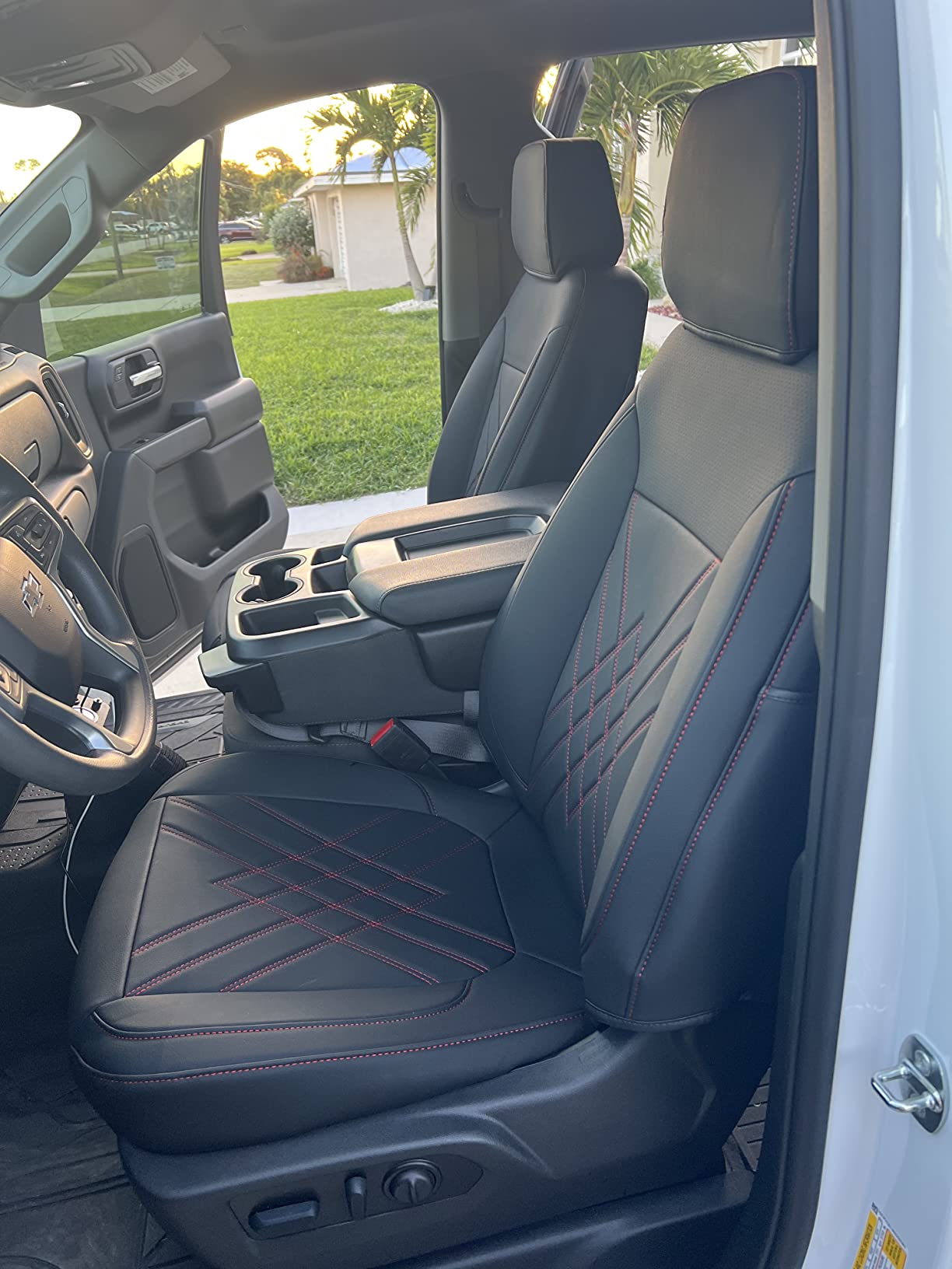 Chevy Sliverado Leather truck Seat  Covers 2014-2018 For1500&2500&3500HD Custom-made all-enveloped, all-season, waterproof leather